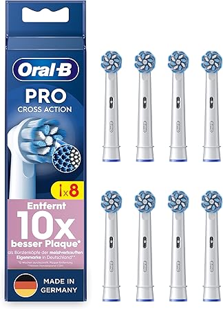 Oral-B Pro Sensitive Clean Aufsteckbürsten für Elektrische Zahnbürste Sanfte Zahnreinigung, Ersatzbürsten mit X-Förmige Borsten, Zahnbürstenaufsatz, Made in Germany Weiß, 8 Stück