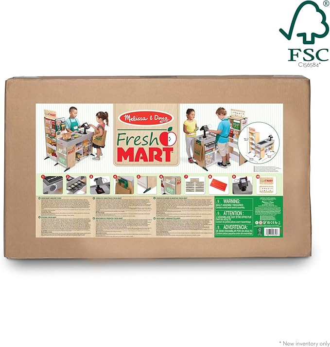 Melissa & Doug Kaufladen aus Holz - mit Förderband, Scanner, Kartenzahlung und Soundeffekten, für realistisches Rollenspiel und Förderung sozialer Fähigkeiten, für Kinder ab 3 Jahren