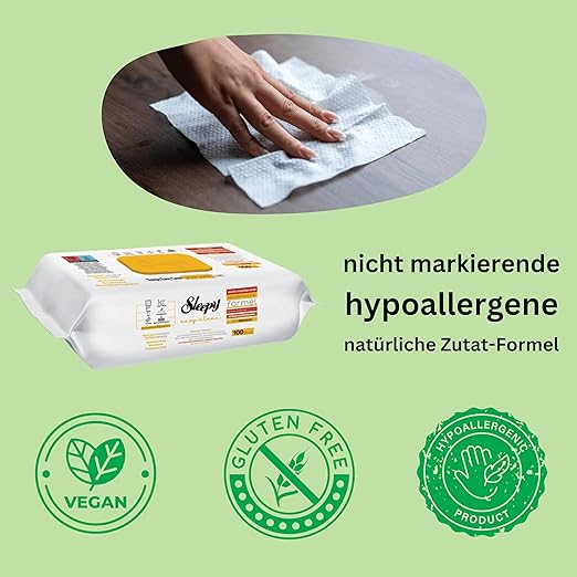 Sleepy Easy Clean Reinigungstücher mit Kräuterseifenzusatz – 6x100 Tücher (600 Blatt), Eukalyptusduft – Oberflächen-Putztücher für Küche, Bad & Haushalt
