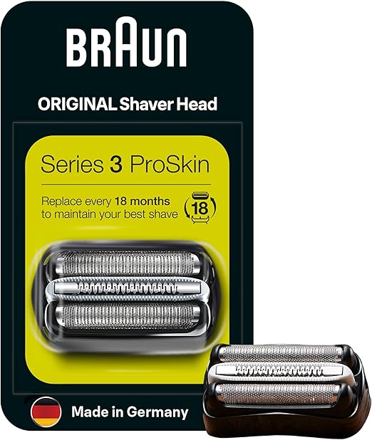 Braun Series 3 Elektrorasierer Scherkopf, Ersatzscherteil vom Hersteller passend für Braun Herren Rasierer Series 3 ProSkin, 32B, schwarz, 1er Pack