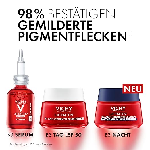 VICHY Liftactiv B3 Tagescreme LSF 50 – Anti-Pigmentflecken Pflege mit Niacinamid & Bio-Peptiden, 50 ml