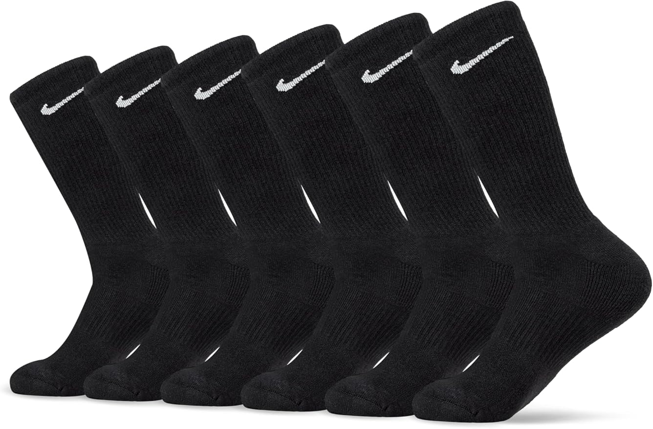 Nike Herren Everyday Cushion Crew Socken (6 Paar) | Größe 36-42 | Weiß | Sportsocken für Training & Alltag