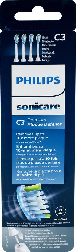Philips Sonicare C3 Premium Plaque Defence Bürstenköpfe – 4er Pack Weiß HX9044/17
