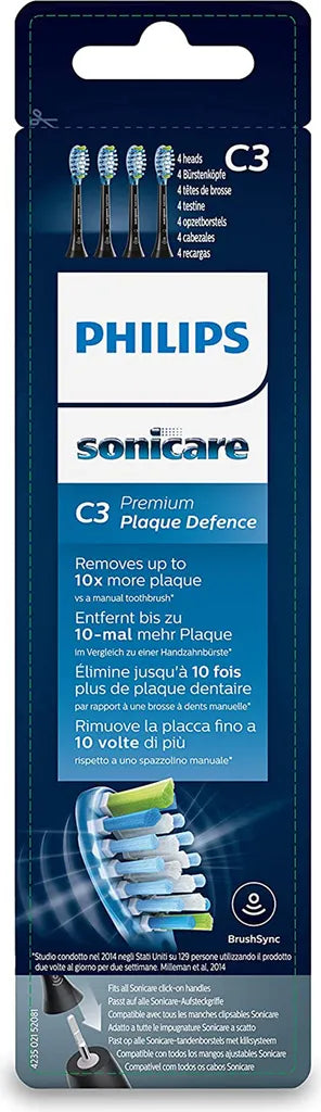 Philips Sonicare C3 Premium Plaque Defence Bürstenköpfe – 4er Pack Schwarz HX9044/33