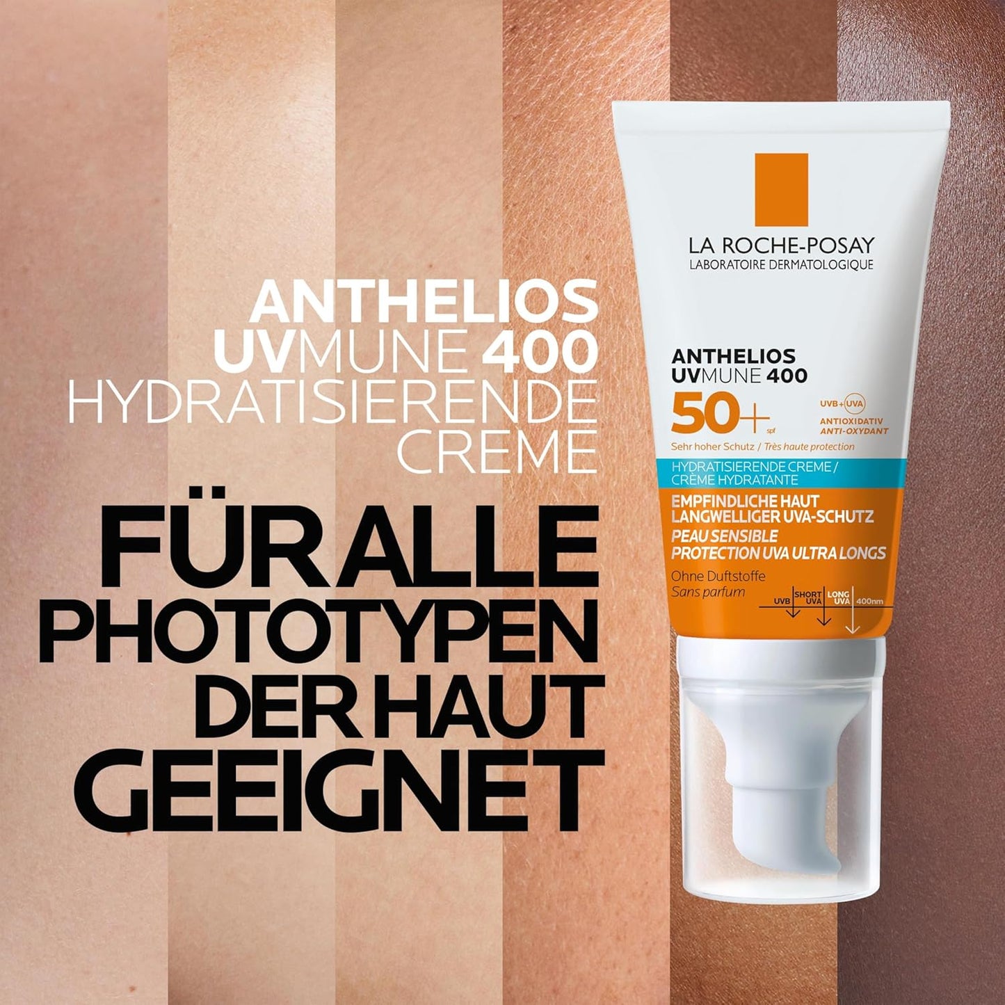 La Roche-Posay Anthelios UVMune 400 Creme LSF 50+ – Hydratisierender Sonnenschutz für trockene & empfindliche Haut, 50 ml