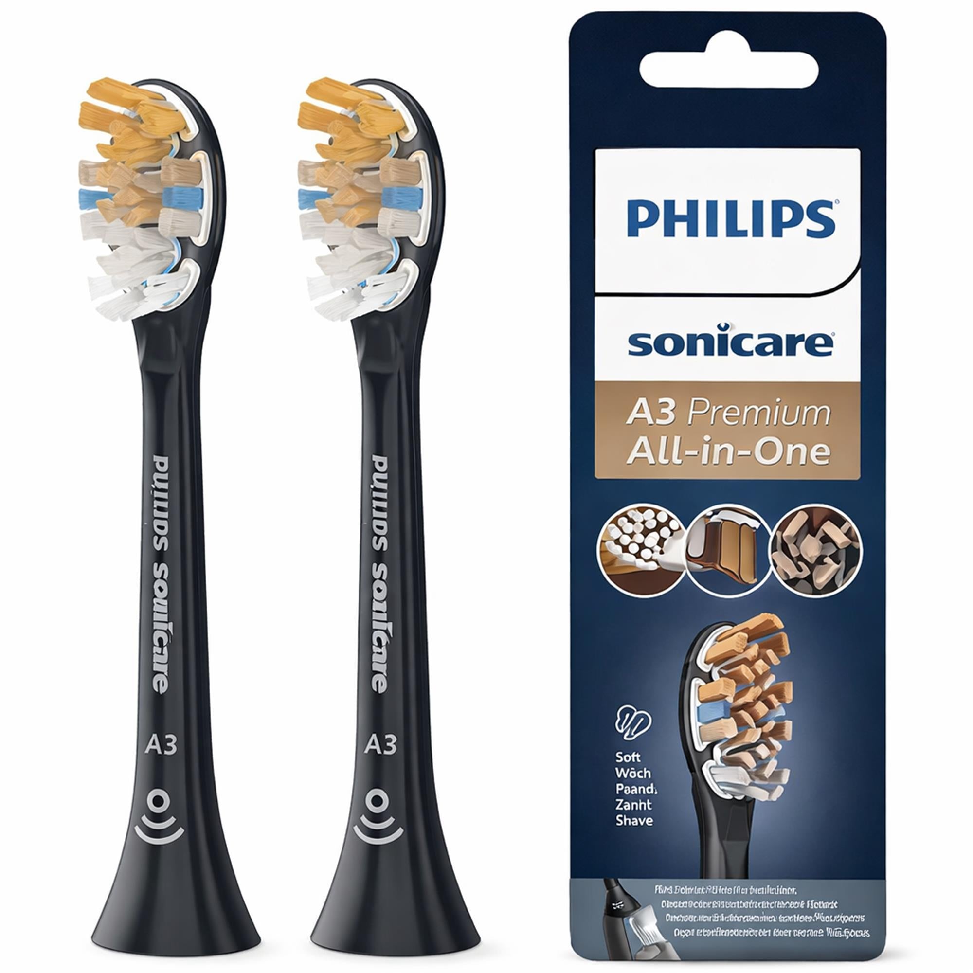 Sonicare A3 Bürstenkopf 2Stk. Schwarz