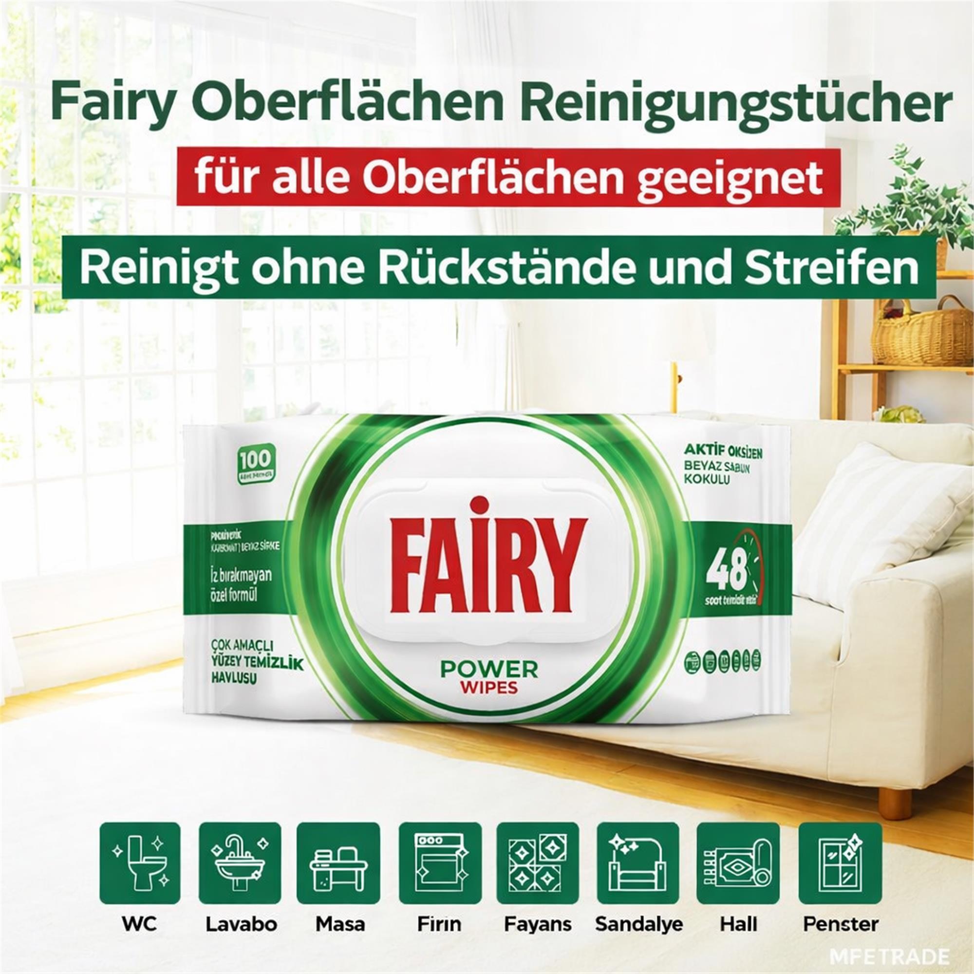 Fairy Oberflächenreinigunstücher Mix Set 5x100 STÜCK, ALLE SORTEN ,MFETRADE
