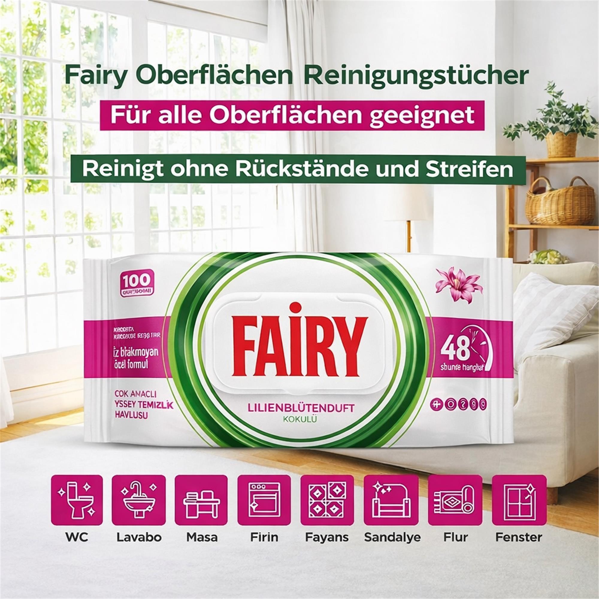 Fairy Oberflächenreinigungstücher Lilie 12er