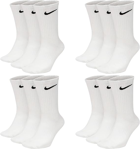 Nike 6 Paar Everyday Lightweight Crew SX7676 Tennis Socke weiß schwarz grau, Farbe:weiß, Größe:38-42