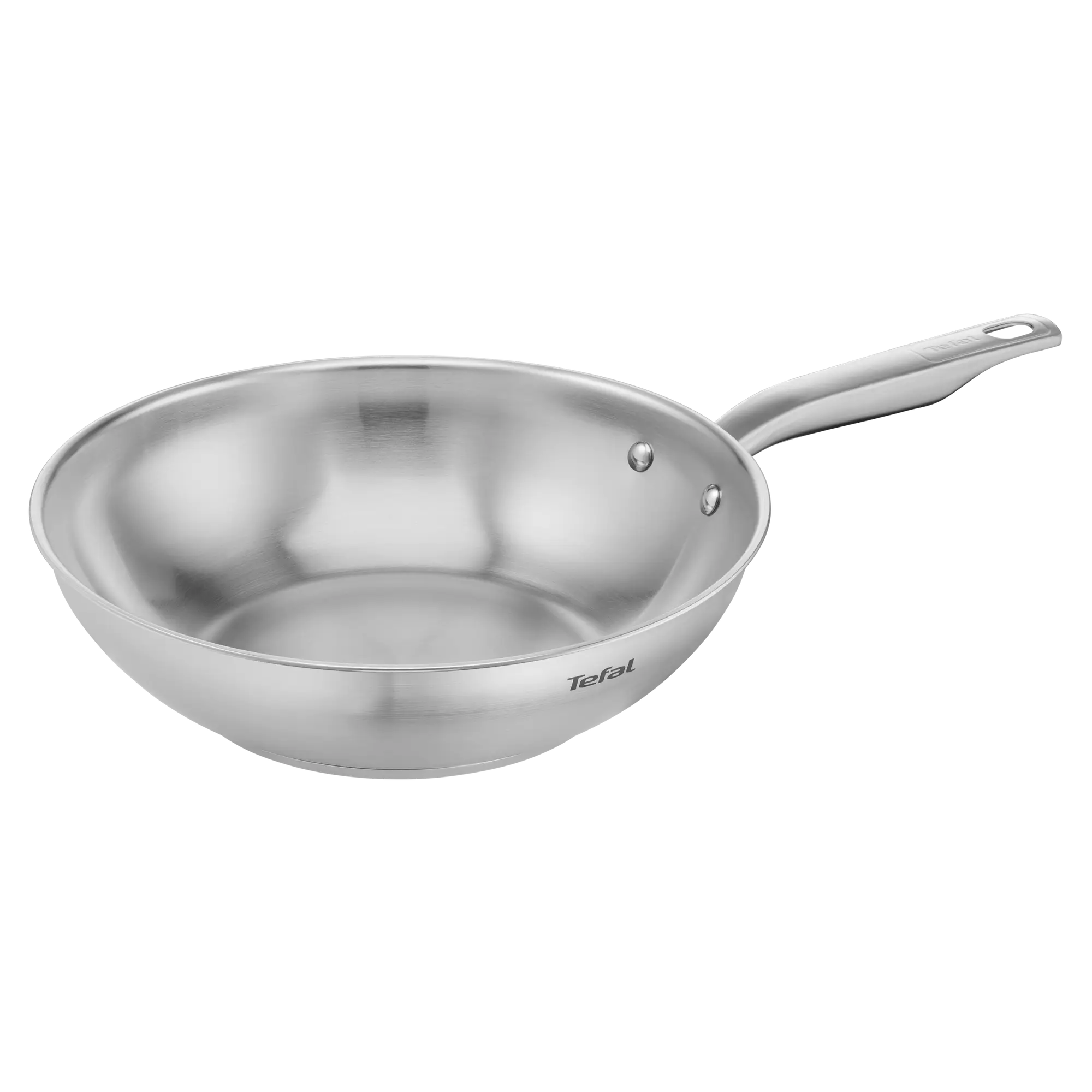 Tefal Virtuoso Wokpfanne Induktion 28 cm, unversiegelt, gebürstetes Finish, backofengeeignet bis zu 250°C, für alle gänigen Herdarten geeignet, hochwertiger Premium-Edelstahl, E49219