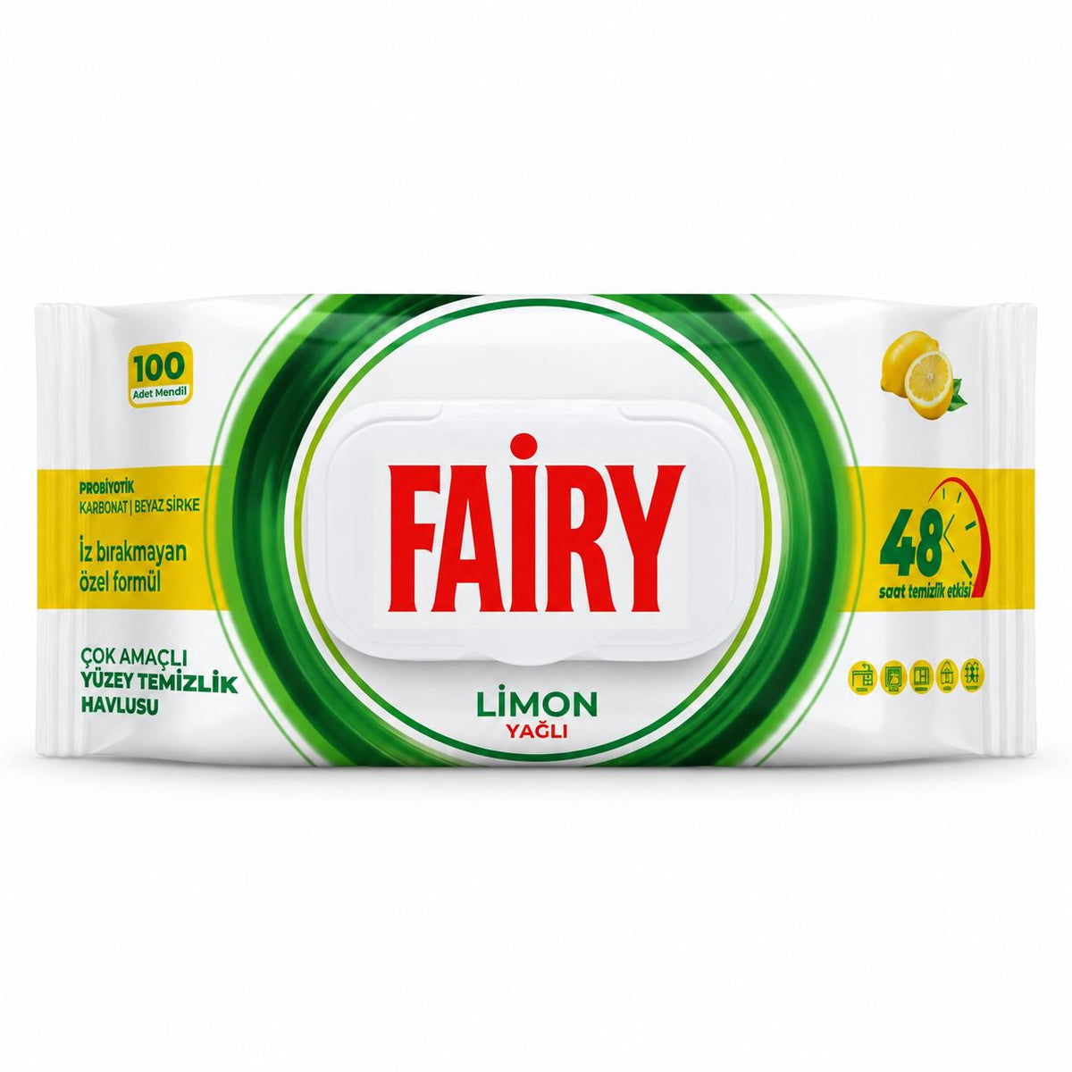 FAIRY Oberflächen-Reinigungstücher Zitrone – 3er Set, 3 x 100 Tücher