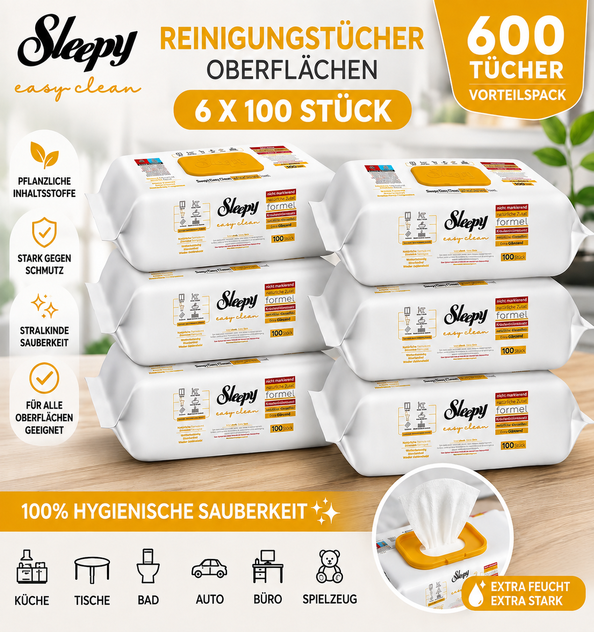 Sleepy Feuchtücher Arabian Soap 6x100