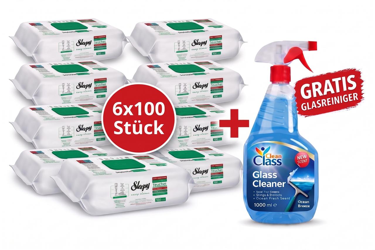 Sleepy Oberflächenreinigungstücher White Soap 6er + Reiniger