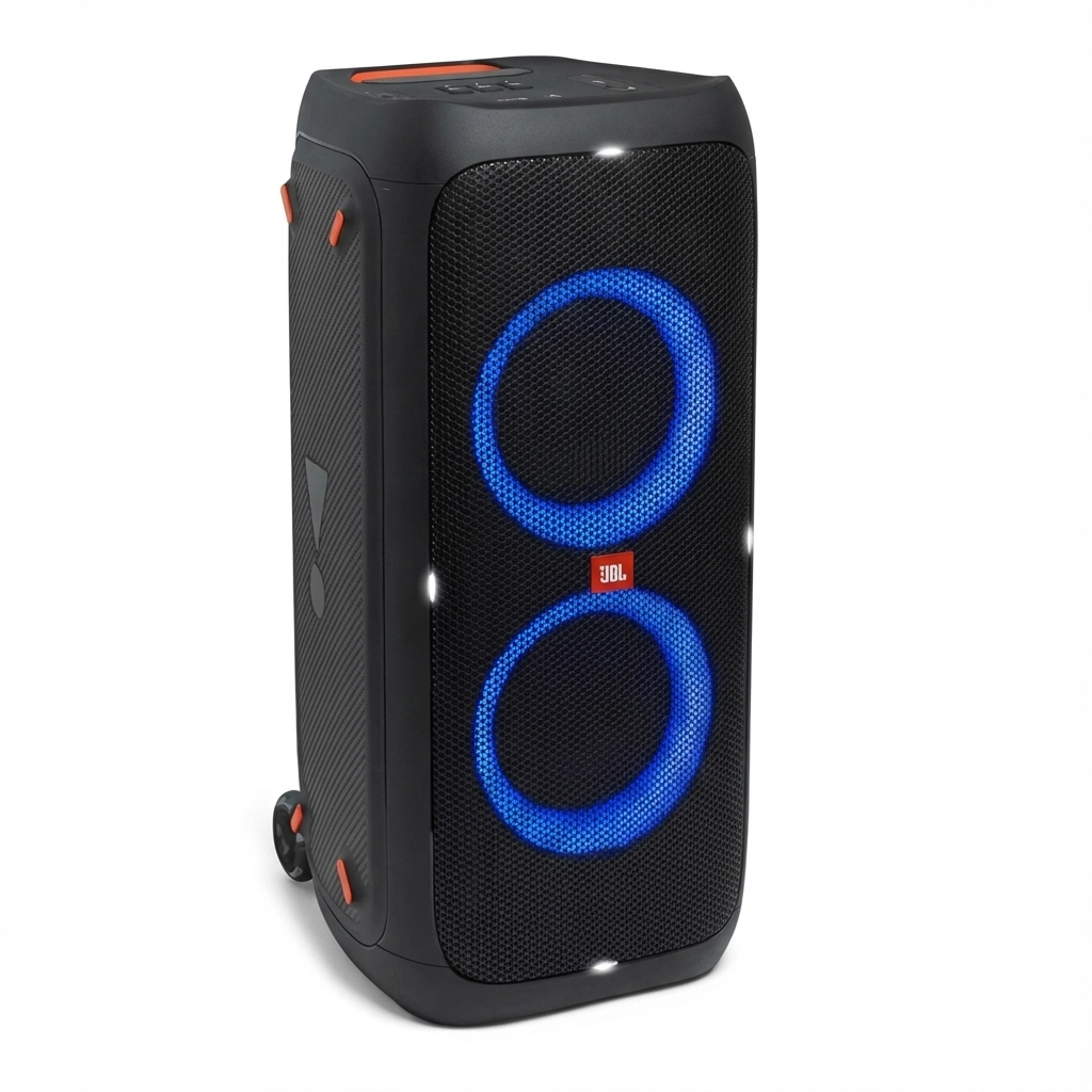 JBL PartyBox 310 Bluetooth Lautsprecher Schwarz – Mobile Partybox mit Akku, Rollen & Lichteffekten