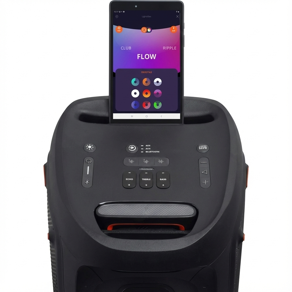 JBL PartyBox 310 Bluetooth Lautsprecher Schwarz – Mobile Partybox mit Akku, Rollen & Lichteffekten