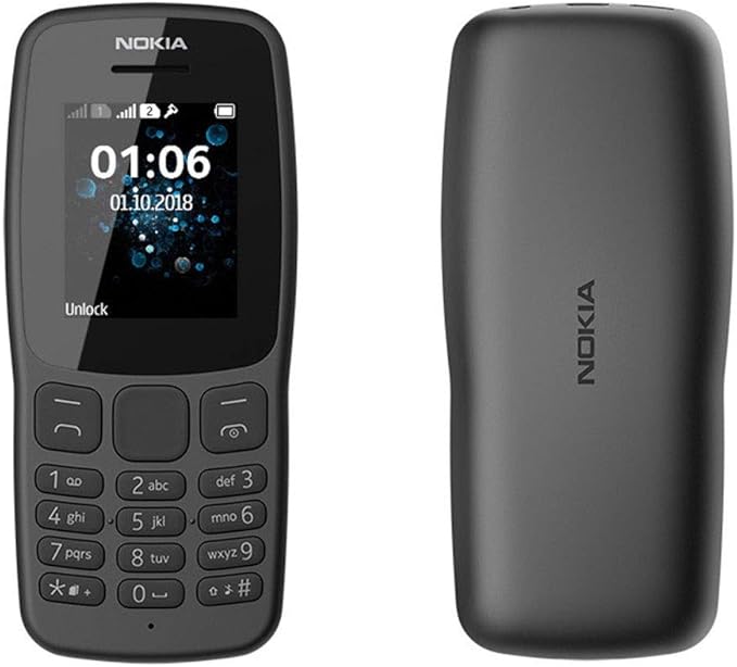 Nokia 106 All Carrier 4 GB Dual SIM 2018 Dunkelgrau mit LED-Taschenlampe – FM-Radio – Telefon mit großen Tasten