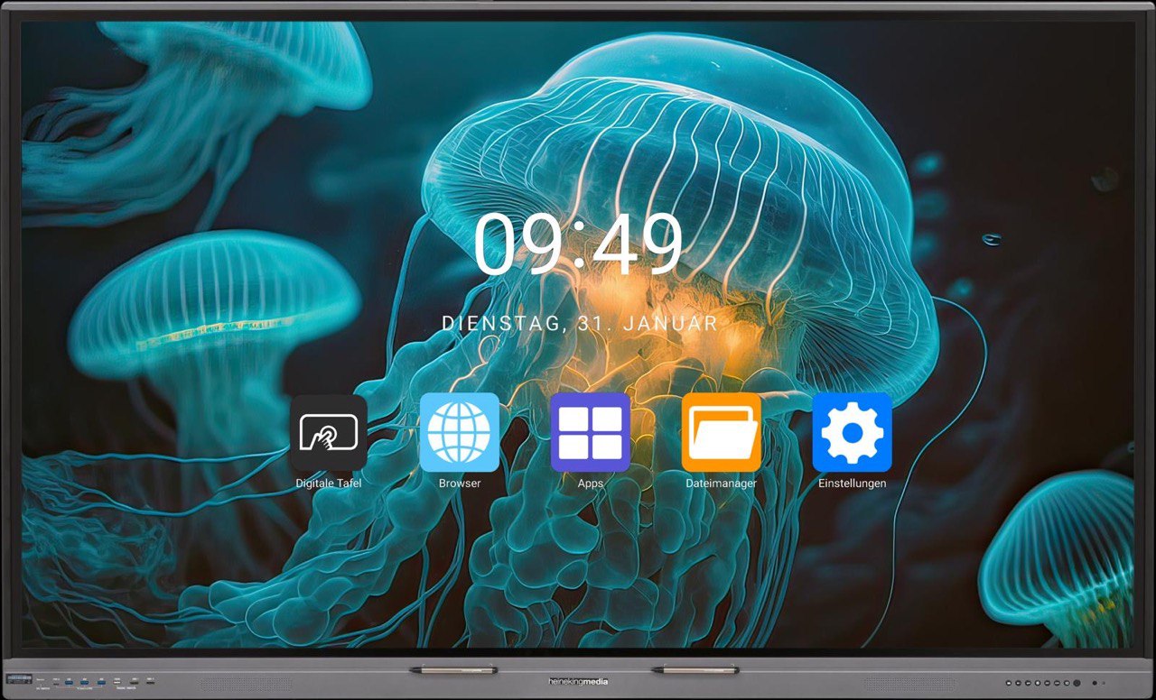 Digitale Tafel 86 Zoll 4K UHD Touchscreen – Android 11 & Windows-kompatibel – interaktives Whiteboard für Schule & Büro, inkl. Wandhalterung, 40 Touch- & 20 Schreibpunkte, WLAN, HDMI, USB-C