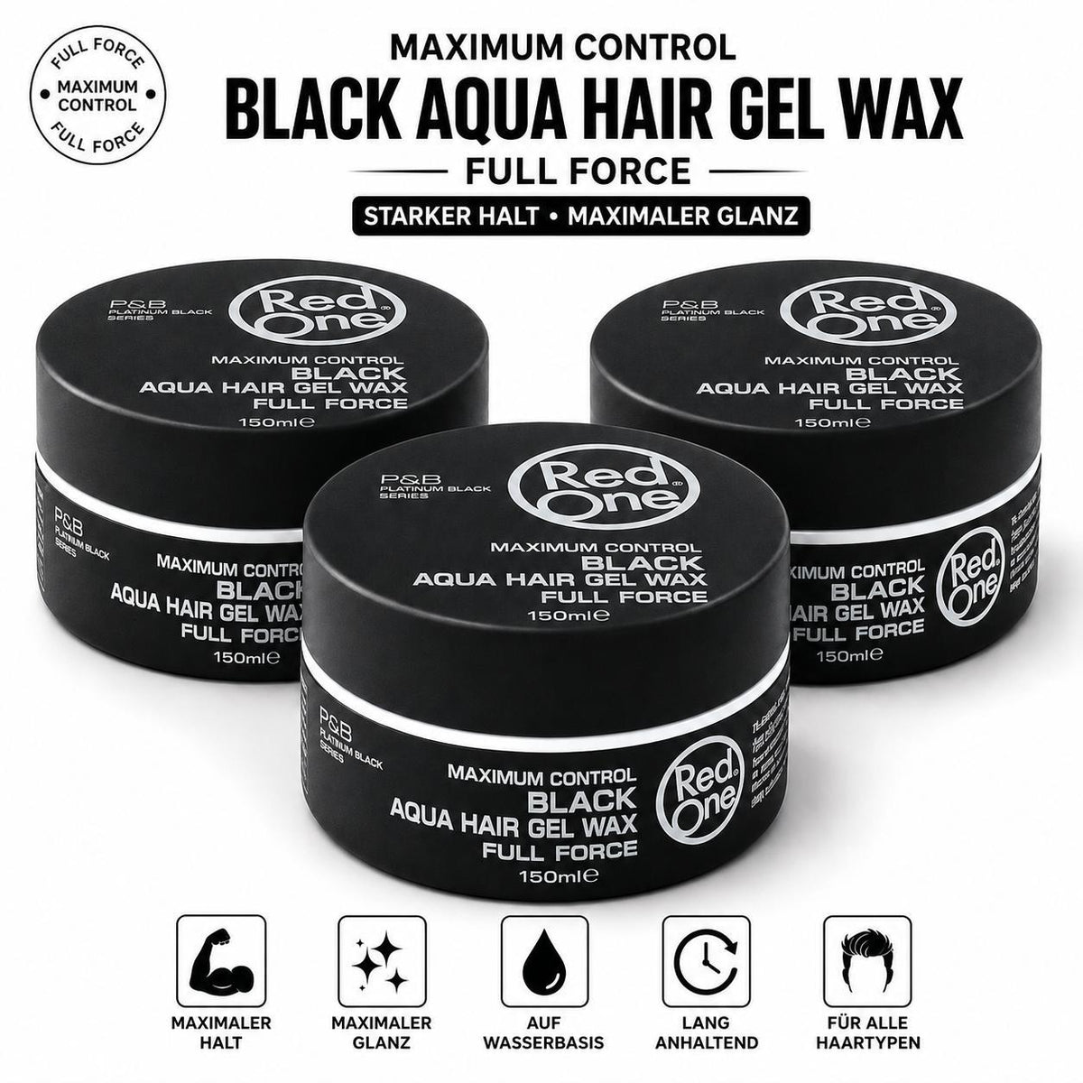Red One Black Aqua Hair Wax 3er Set – 3x150ml Haarwachs
