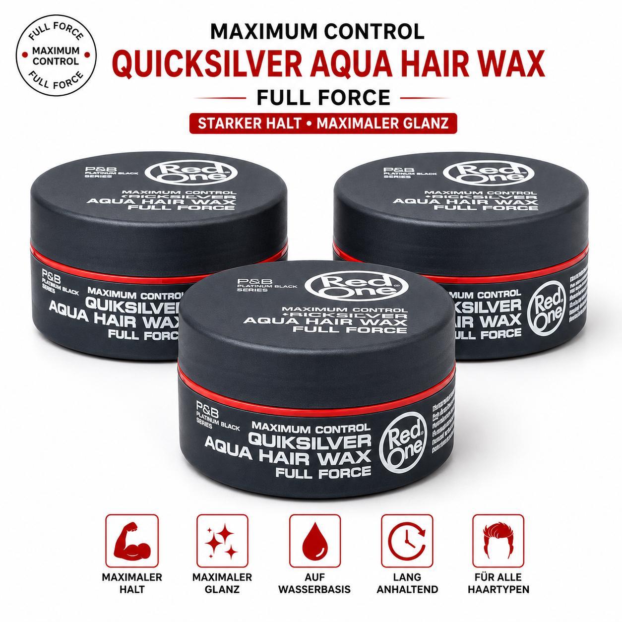 Red One Quicksilver Aqua Hair Wax 3er Set – 3x150ml Haarwachs