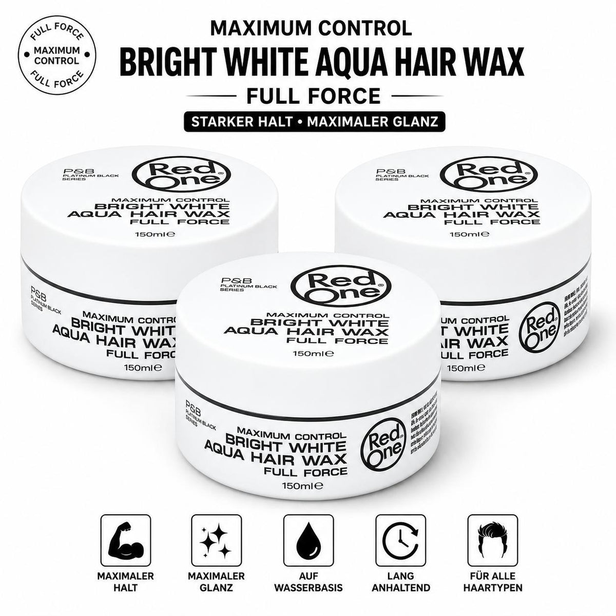 Red One Bright White Aqua Hair Wax 3er Set – 3x150ml Haarwachs