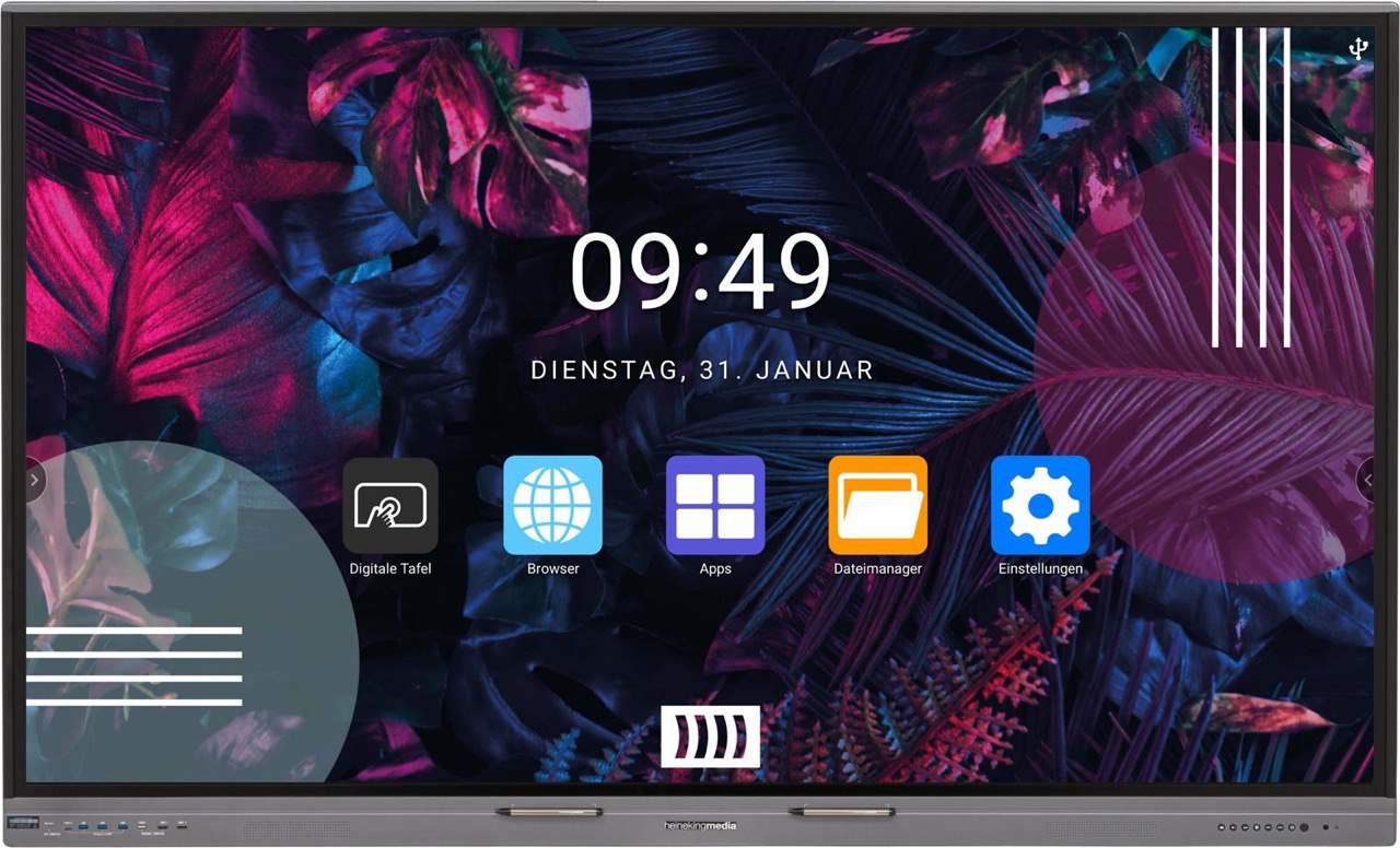 Digitale Tafel 86 Zoll 4K UHD Touchscreen – Android 11 & Windows-kompatibel – interaktives Whiteboard für Schule & Büro, inkl. Wandhalterung, 40 Touch- & 20 Schreibpunkte, WLAN, HDMI, USB-C