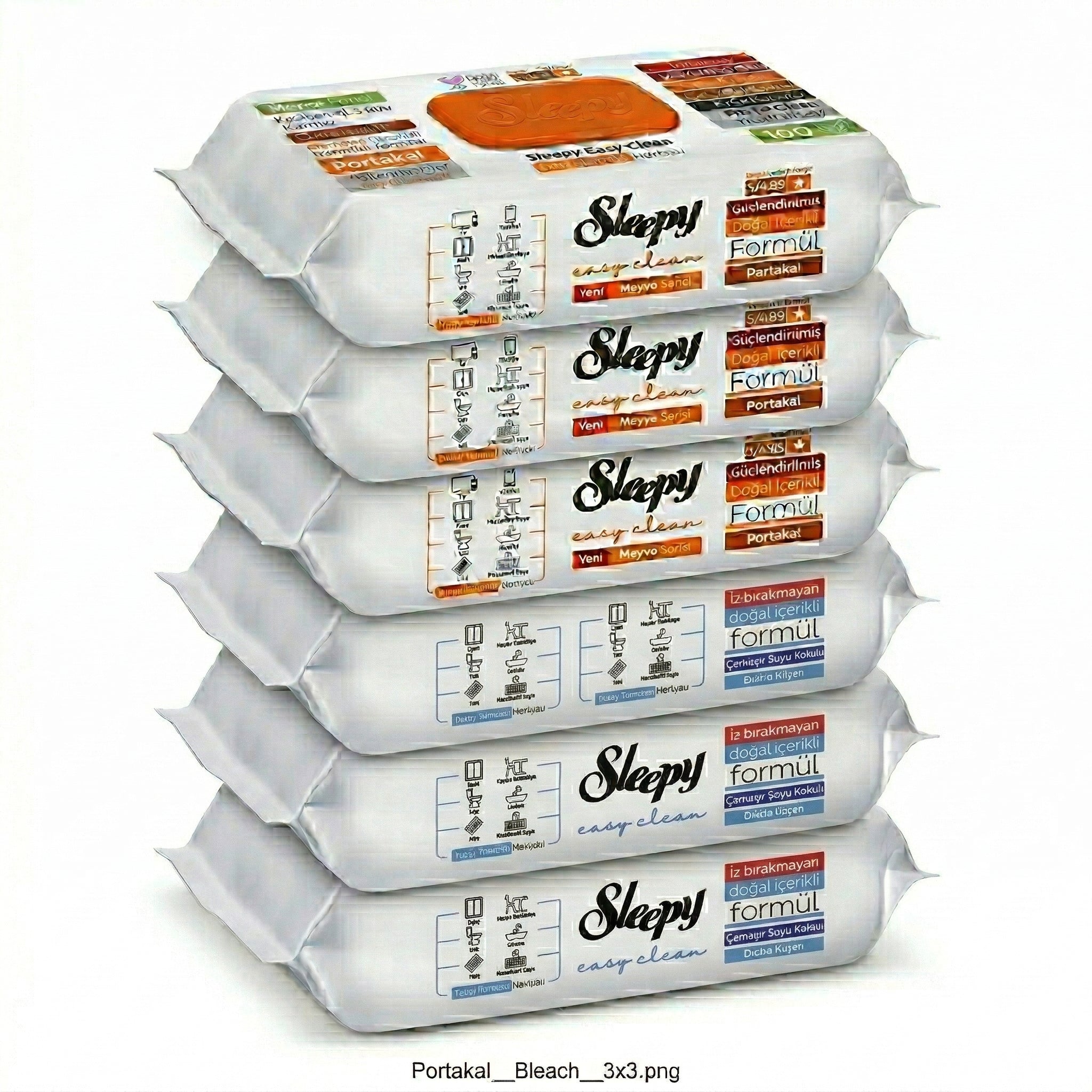 Sleepy Easy Clean Oberflächenreinigungstücher – 3x100 Orange + 3x100 Blau | für Wohnmobile & Camper