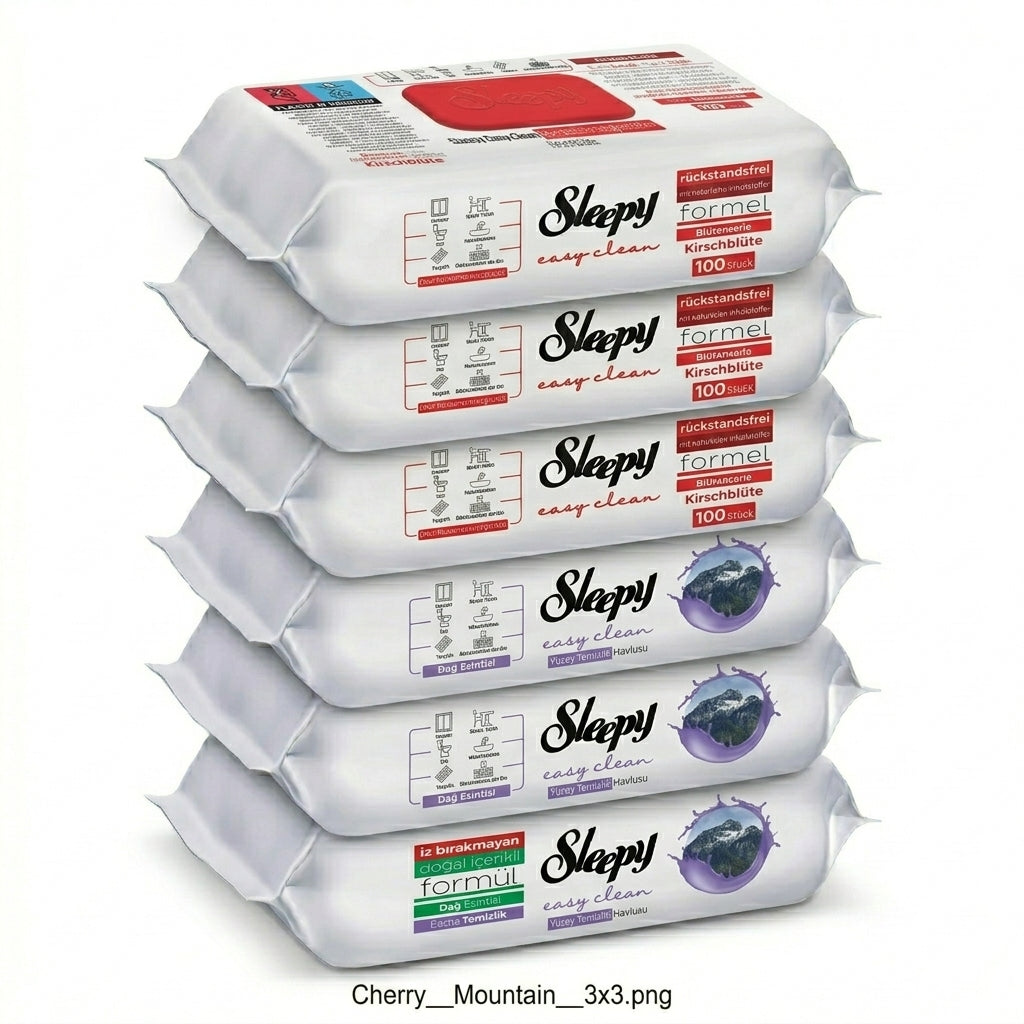 Sleepy Easy Clean Oberflächenreinigungstücher – 3x100 Kirsche + 3x100 Montain | schnelle Pflege