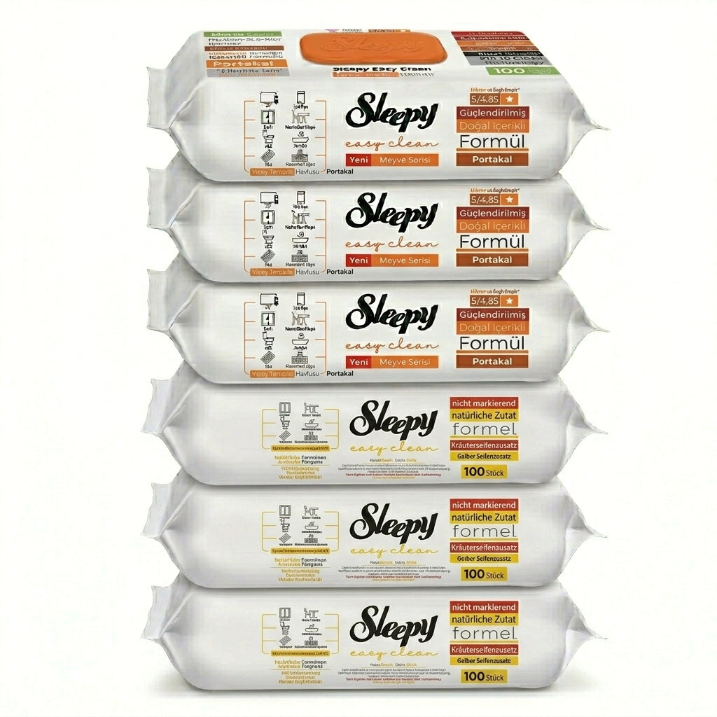 Sleepy Easy Clean Oberflächenreinigungstücher – 3x100 Gelb + 3x100 Orange | für die Arbeitsplatte