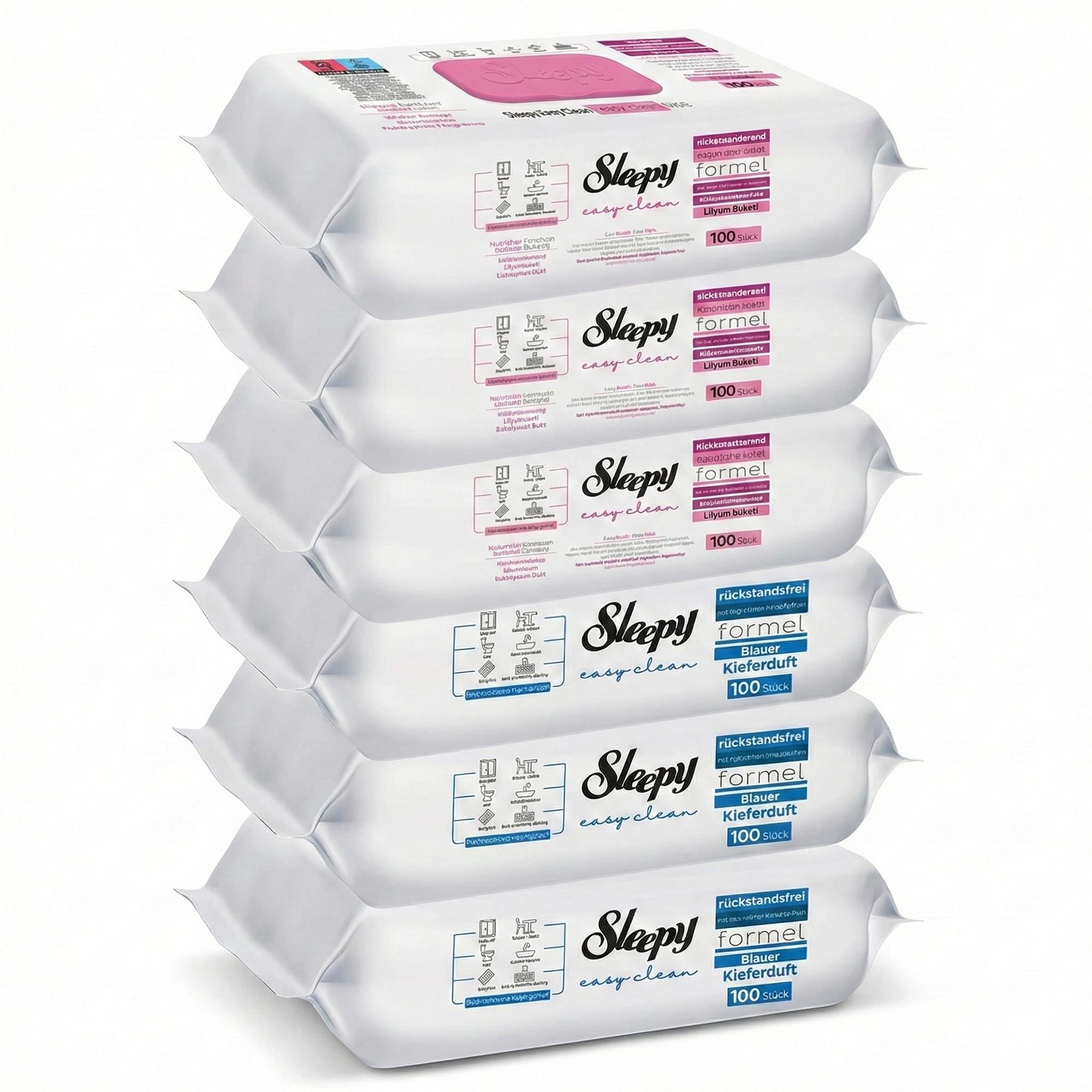 Sleepy Easy Clean Feuchttücher 3x Pink  + 3x Blau