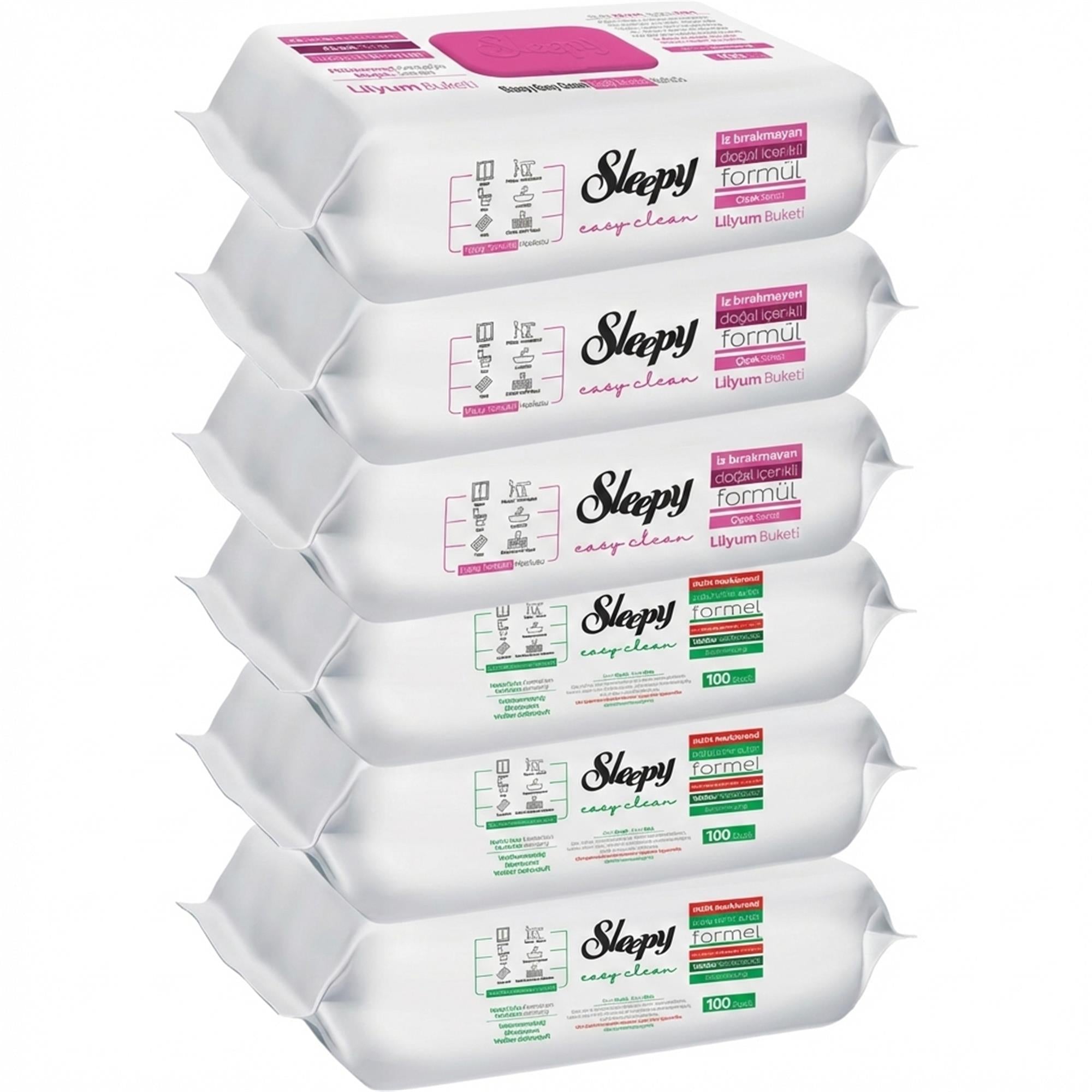 Sleepy Easy Clean Feuchttücher 3x Pink  + 3x Grün