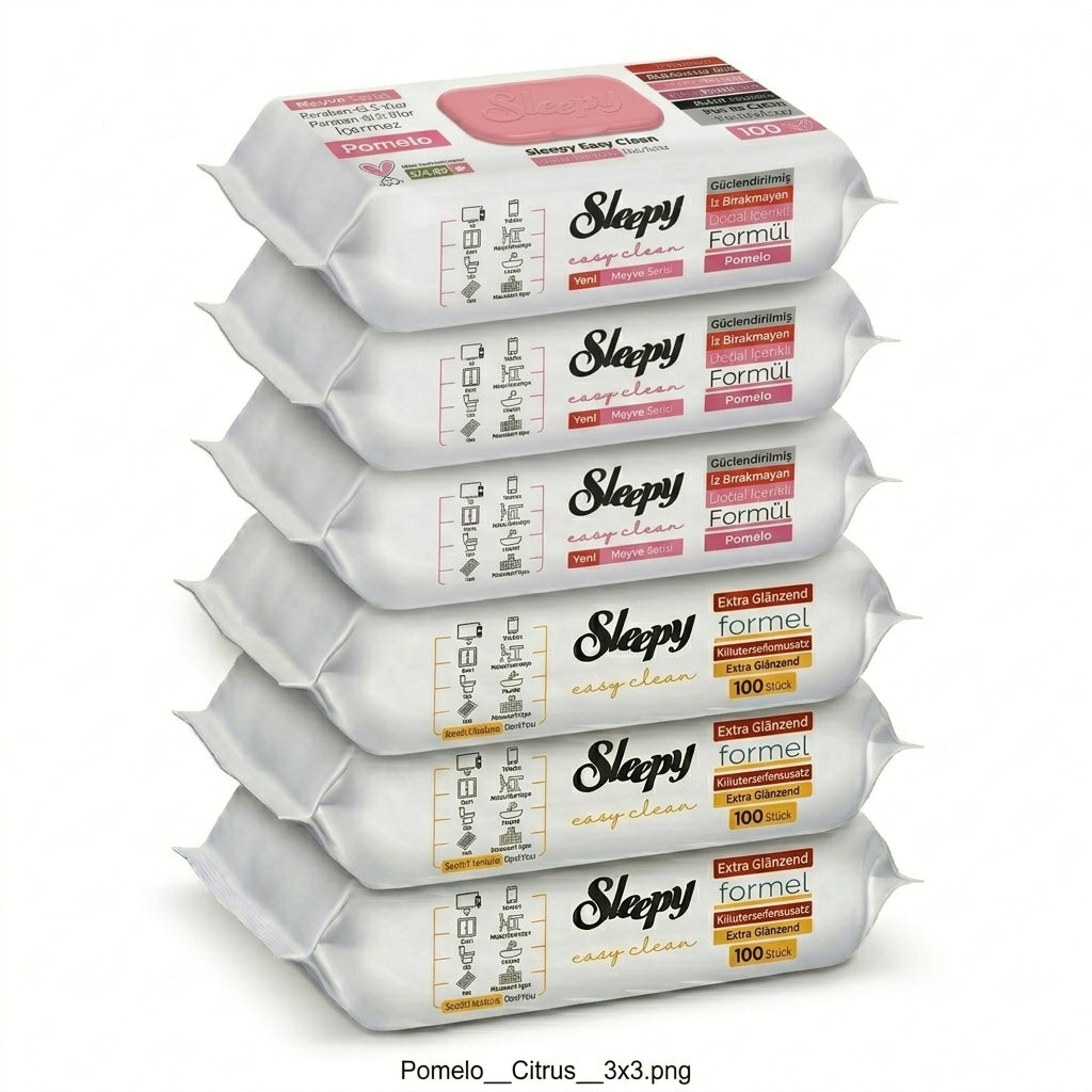Sleepy Easy Clean Oberflächenreinigungstücher – 3x100 Gelb + 3x100 Pomelo | ohne Schrubben