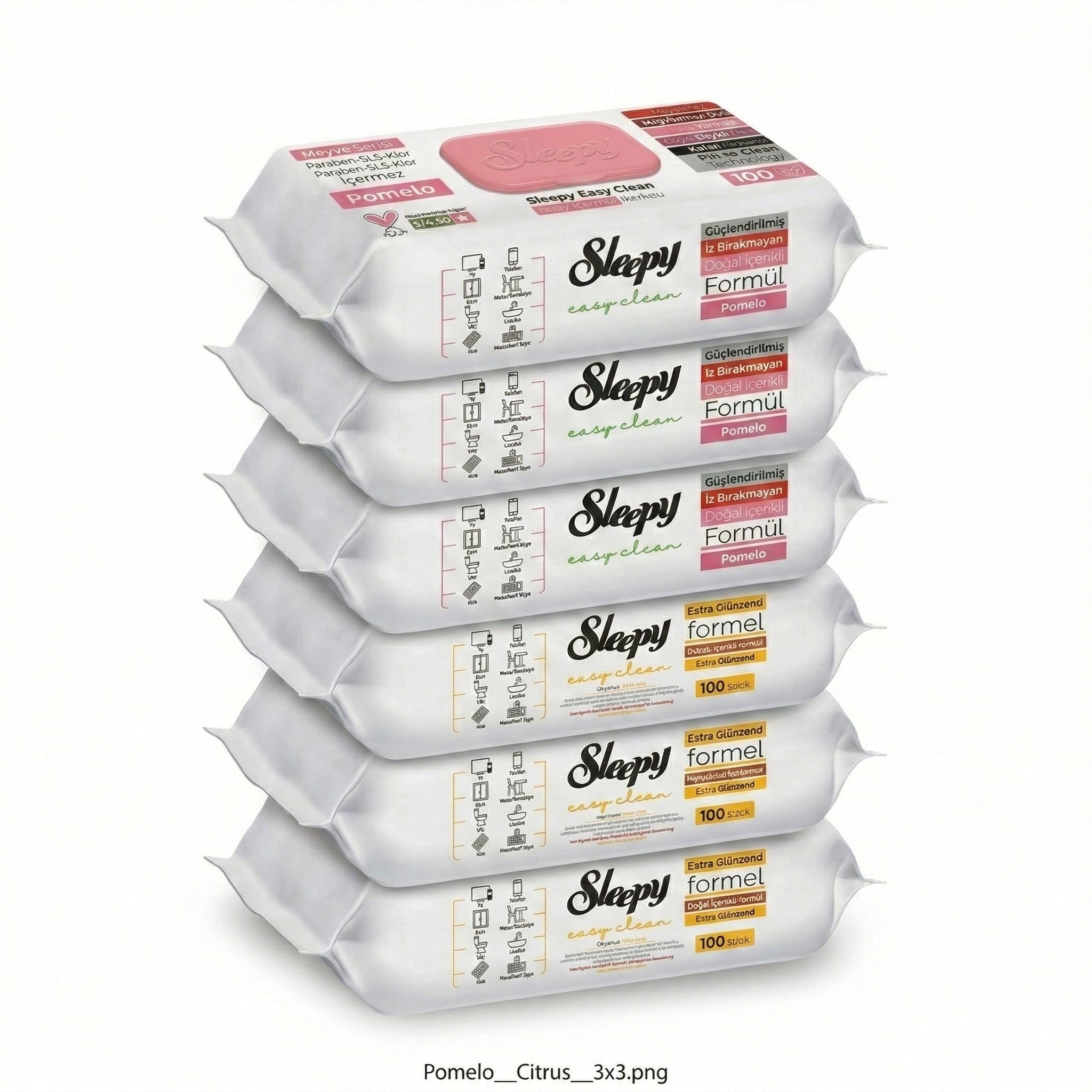 Sleepy Easy Clean Oberflächenreinigungstücher – 3x100 Gelb + 3x100 Lilium | Hygiene für Zuhause