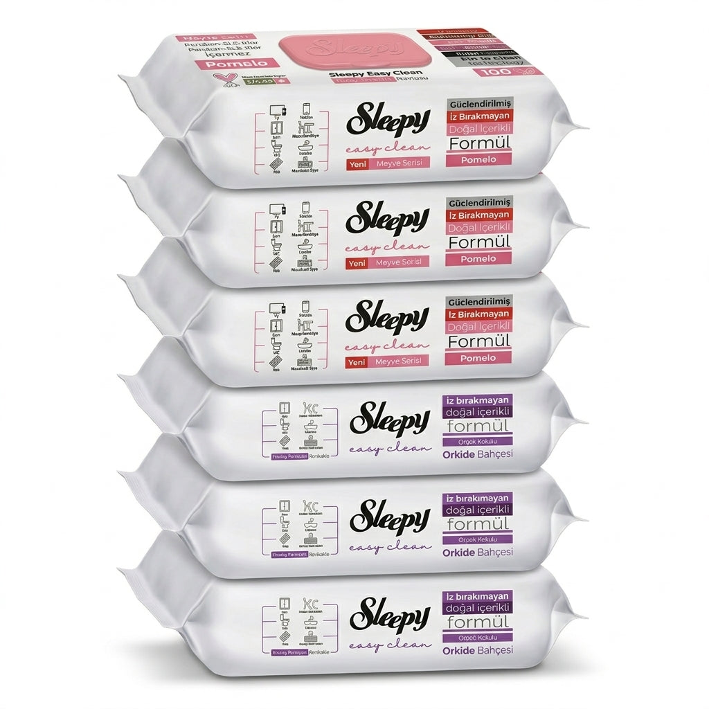 Sleepy Easy Clean Oberflächenreinigungstücher – 3x100 Orchidee + 3x100 Pomelo | Hygiene für Zuhause