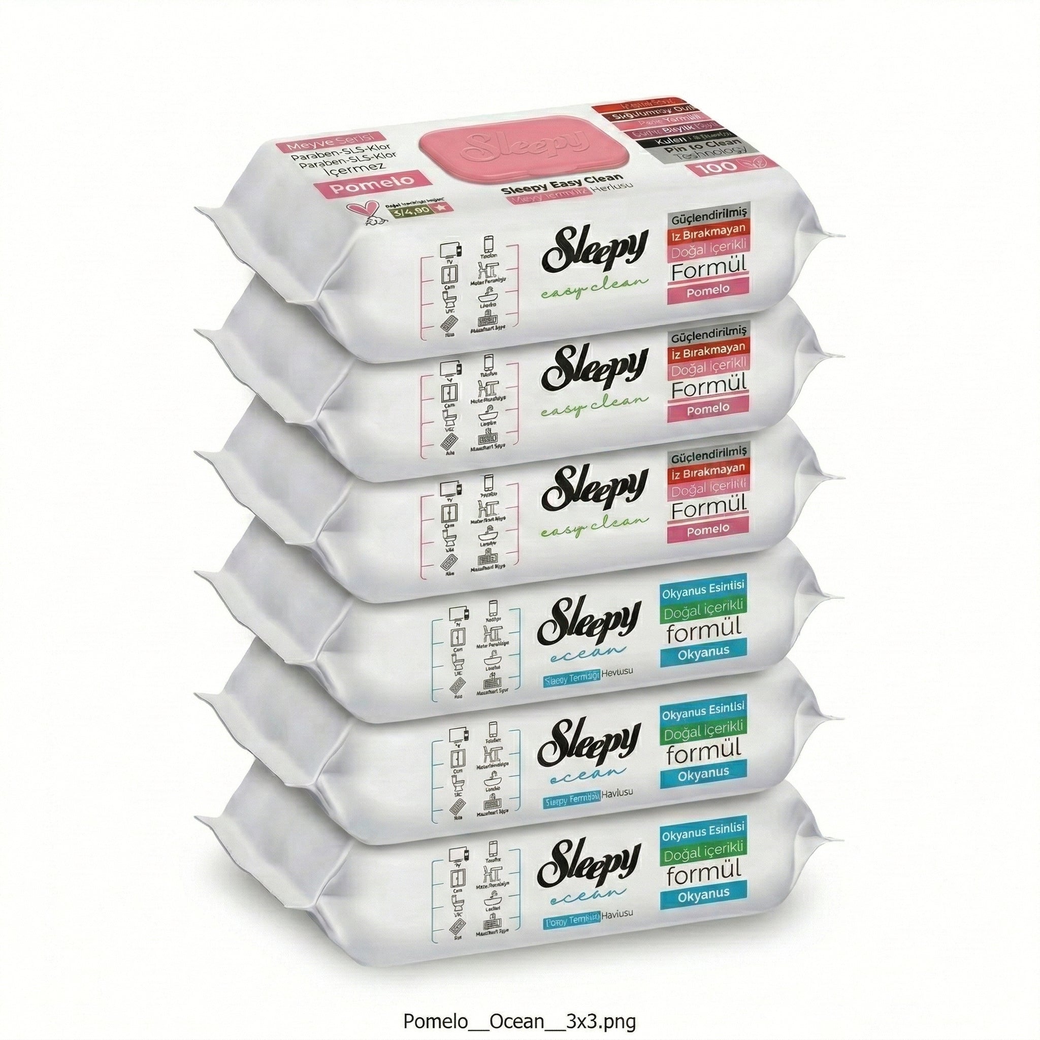 Sleepy Easy Clean Oberflächenreinigungstücher – 3x100 Pomelo + 3x100 Blau | schnelle Pflege