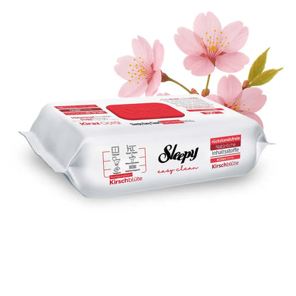 Sleepy Easy Clean Reinigungstücher mit Bleichzusatz – 6x100 Tücher (600 Blatt), Rot – Kirschblütenduft – Feuchte Oberflächen-Putztücher für Küche, Bad & Haushalt