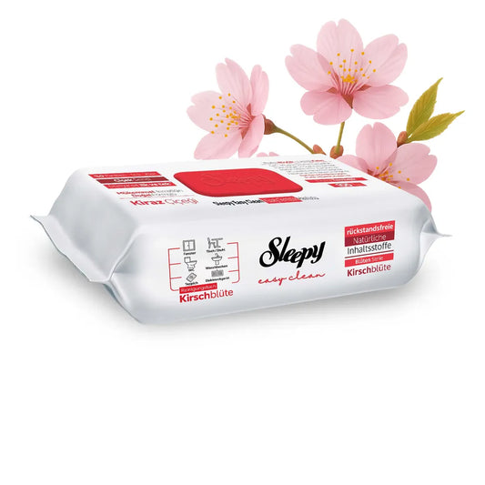 Sleepy Easy Clean Reinigungstücher mit Bleichzusatz – 6x100 Tücher (600 Blatt), Rot – Kirschblütenduft – Feuchte Oberflächen-Putztücher für Küche, Bad & Haushalt