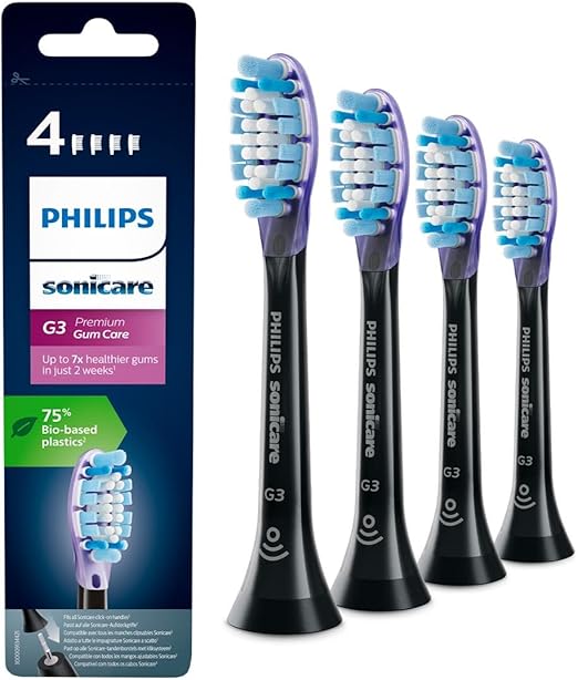 Philips Sonicare  G3 Premium Gum Care Standard Schallzahnbürstenköpfe - 4er-Pack in Schwarz (Modell HX9054/33)