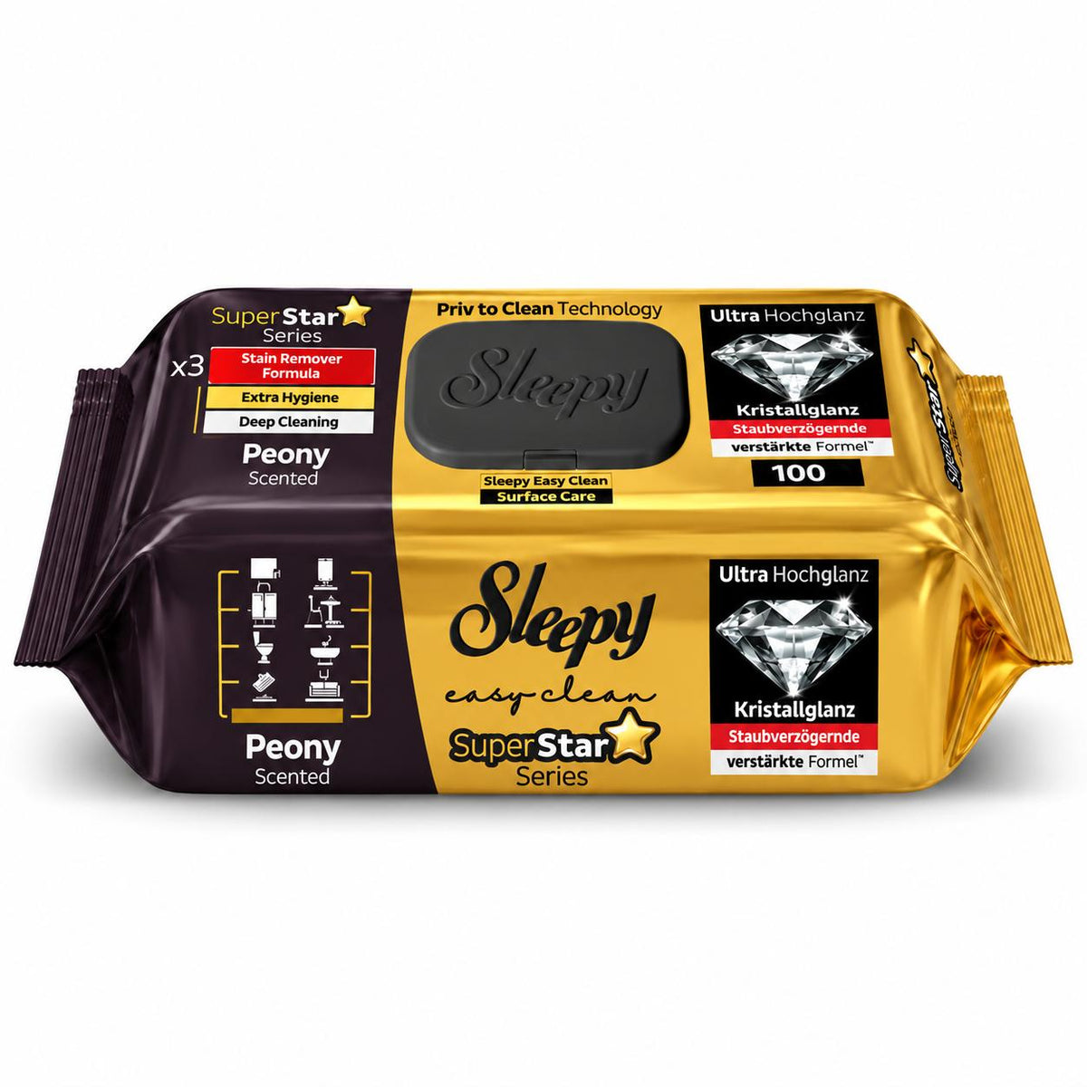 Sleepy SuperStar 12er Mix + Glasreiniger GRATIS – Pfingstrose, Bougainvillea & Freesia – 12×100 Tücher