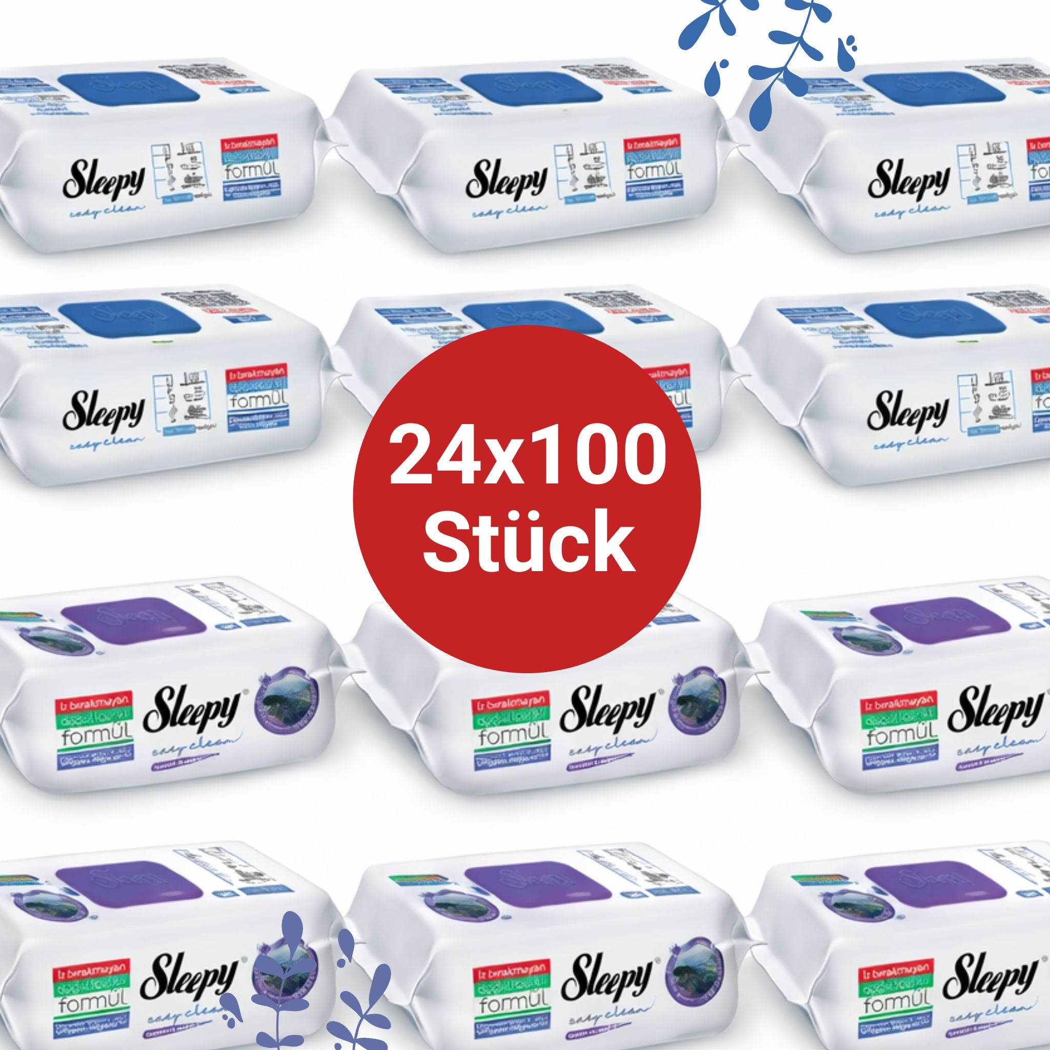 Sleepy Easy Clean Oberflächenreinigungstücher – 12x100 Montain + 12x100 Blau | Schnelle Pflege