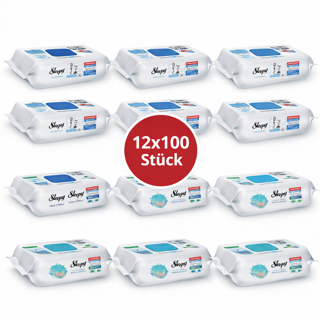 Sleepy Easy Clean Oberflächenreinigungstücher – 6x100 Ocean + 6x100 Blau | Frischekick Haushalt