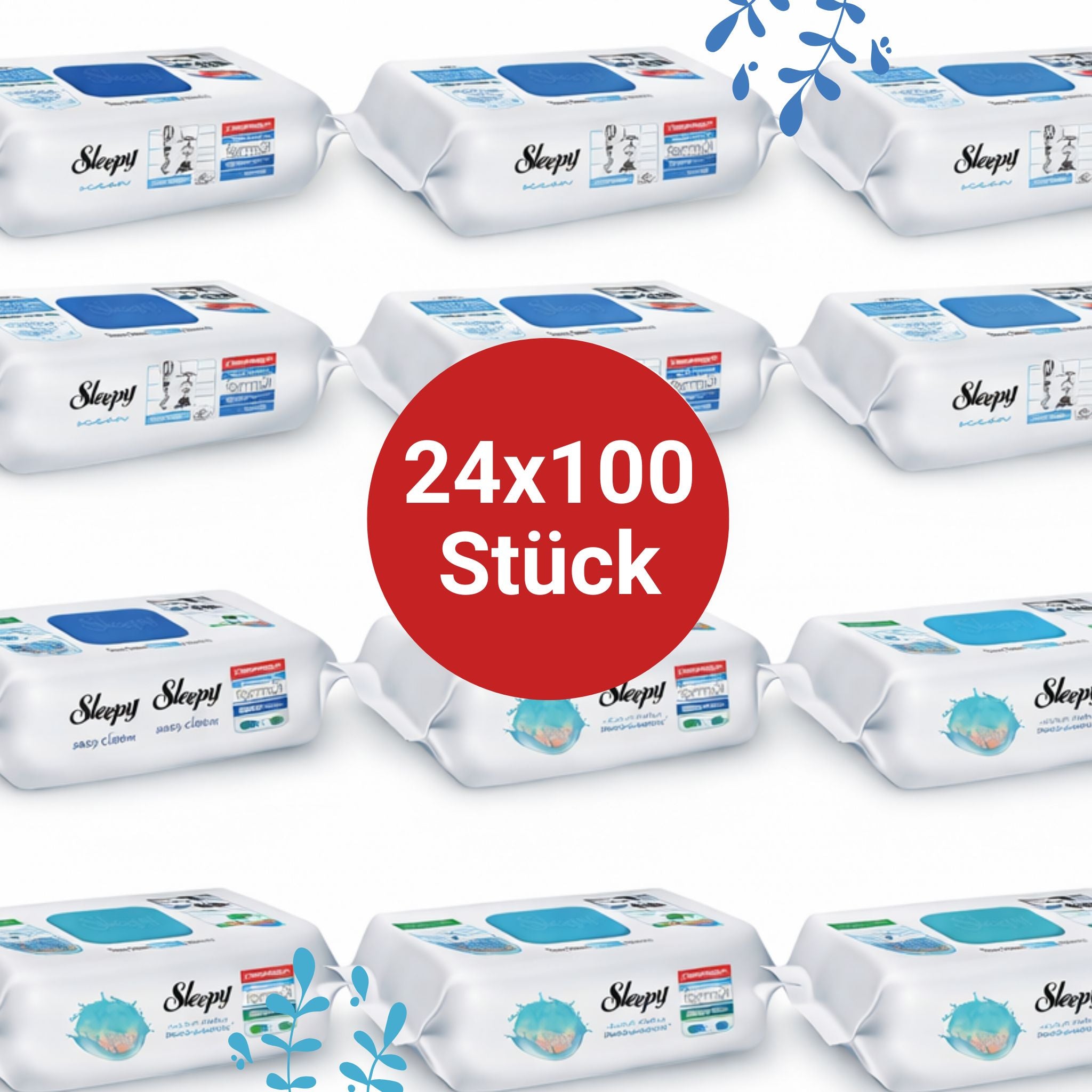 Sleepy Easy Clean Oberflächenreinigungstücher – 12x100 Ocean + 12x100 Blau | Frischekick Haushalt