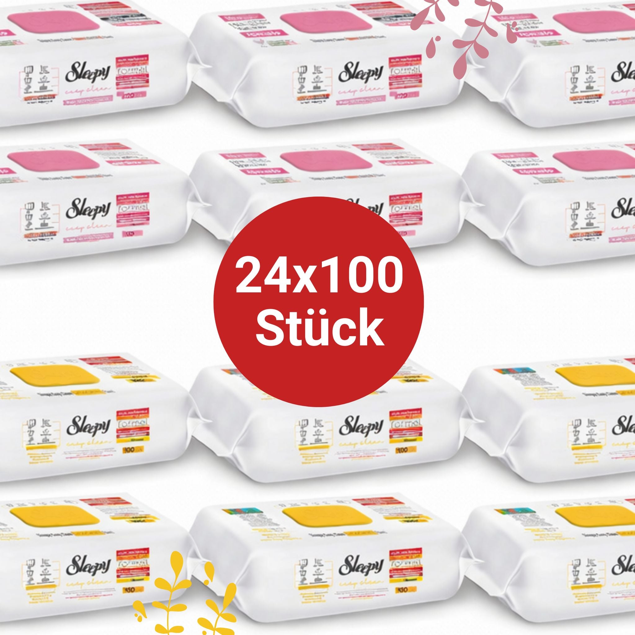 Sleepy Easy Clean Oberflächenreinigungstücher – 12x100 Gelb + 12x100 Pomelo | Reinigungstücher Set