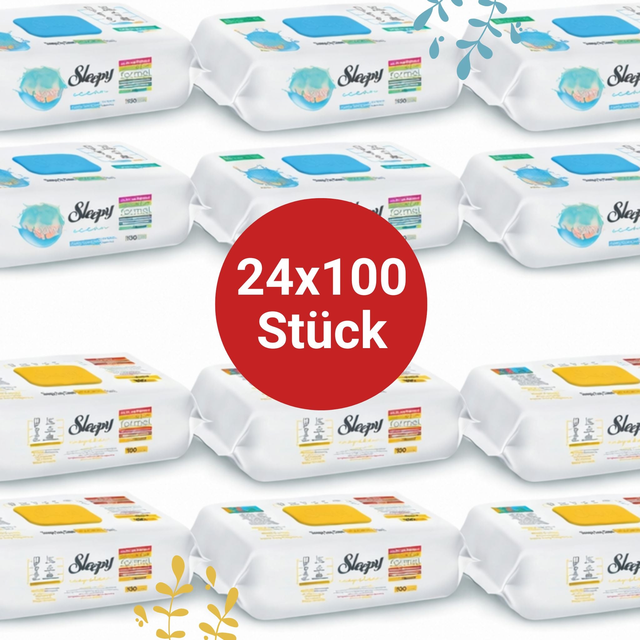 Sleepy Easy Clean Oberflächenreinigungstücher – 12x100 Gelb + 12x100 Ocean | Kalklöser