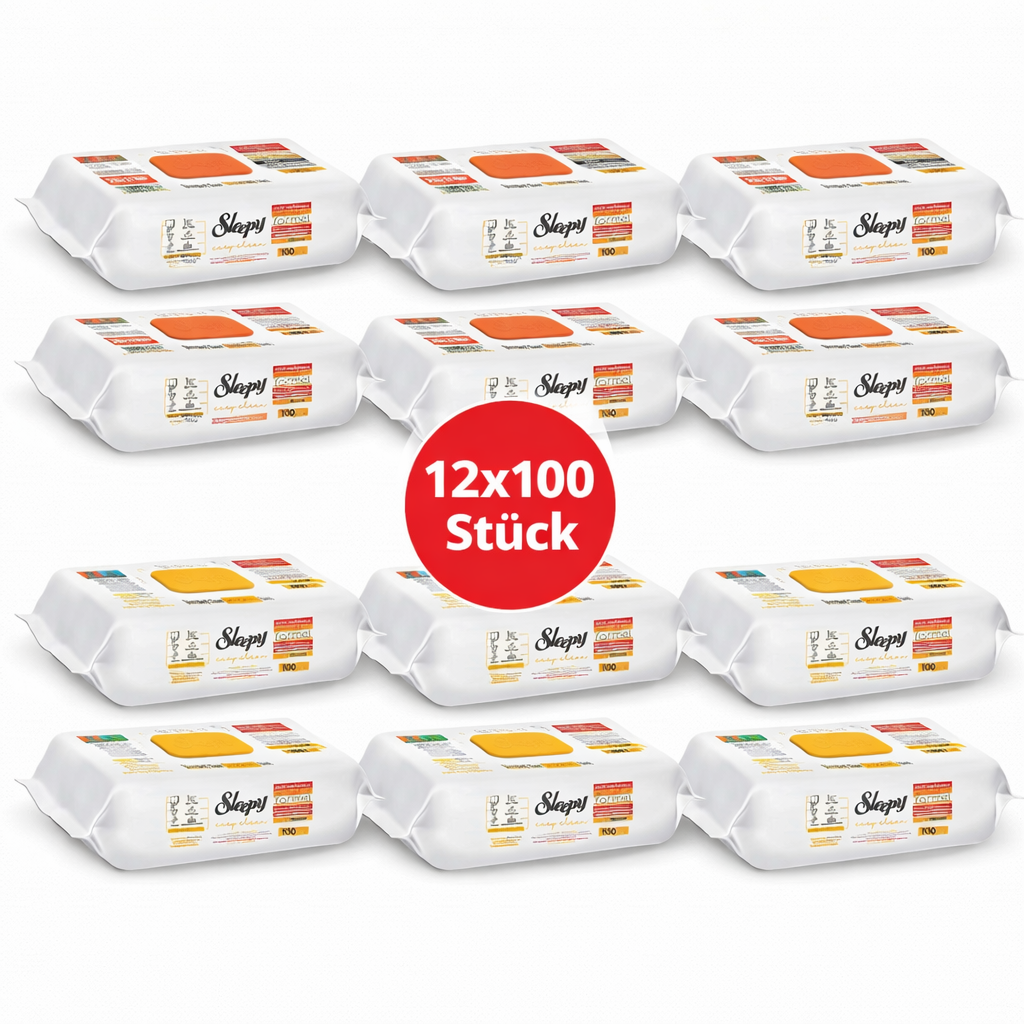 Sleepy Easy Clean Oberflächenreinigungstücher – 6x100 Gelb + 6x100 Orange | Hygiene für Zuhause