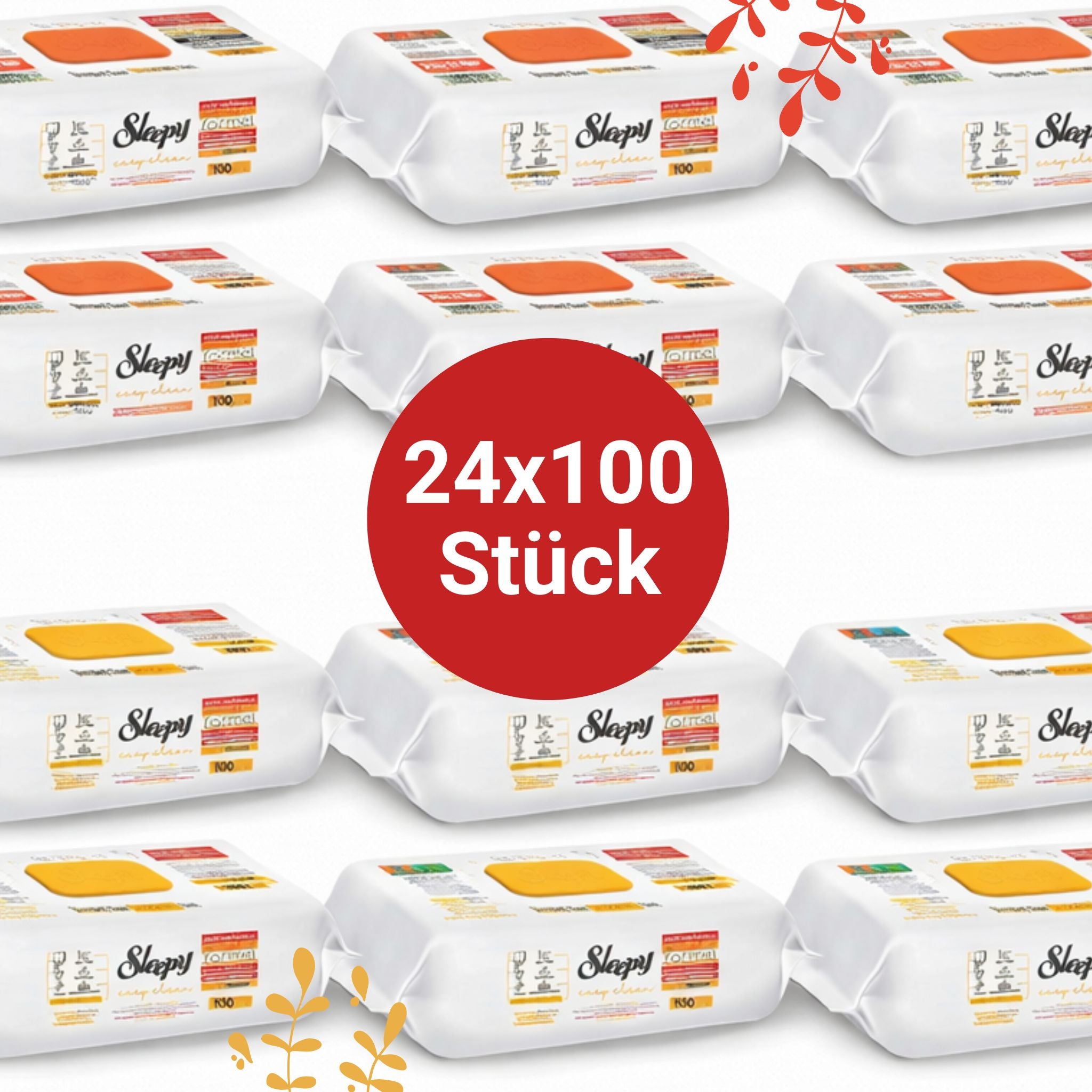 Sleepy Easy Clean Oberflächenreinigungstücher – 12x100 Gelb + 12x100 Orange | Hygiene für Zuhause