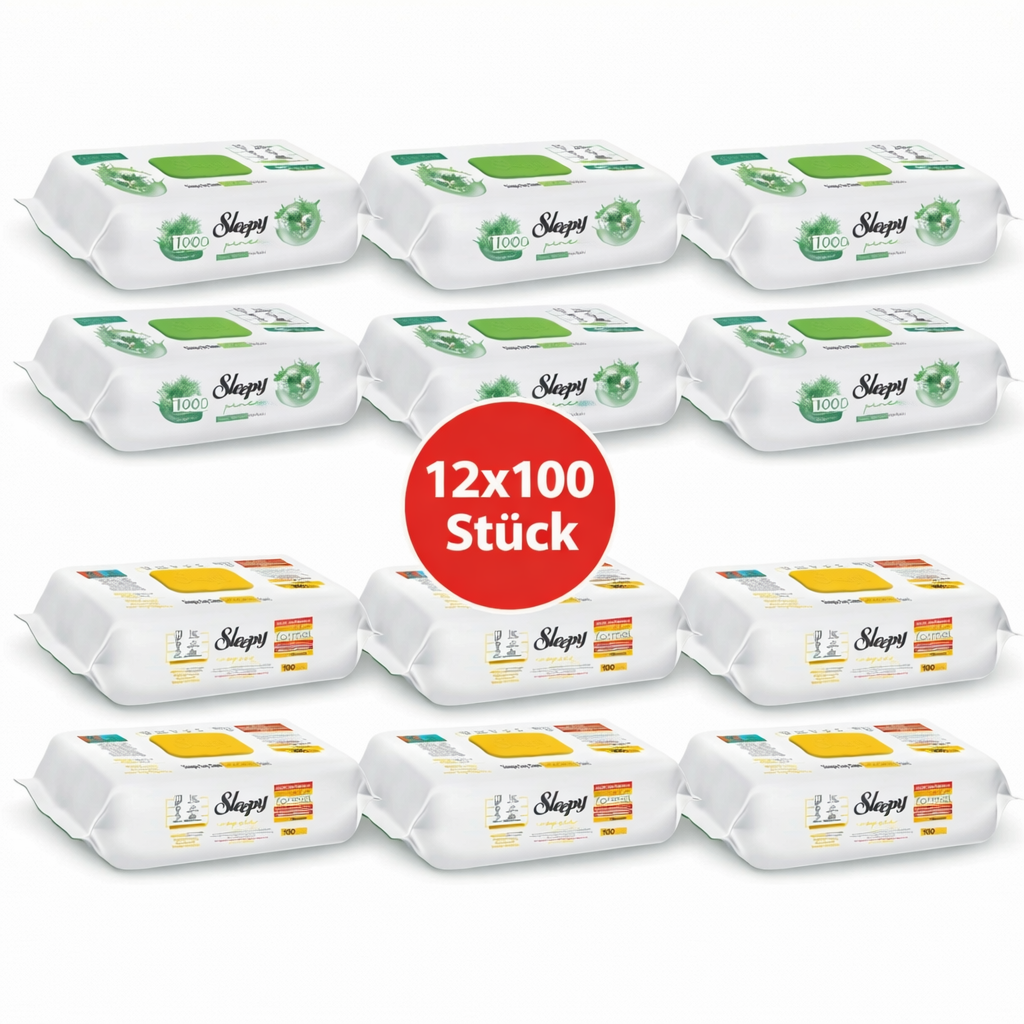 Sleepy Easy Clean Oberflächenreinigungstücher – 6x100 Gelb + 6x100 Pine | Hartnäckiger Schmutz
