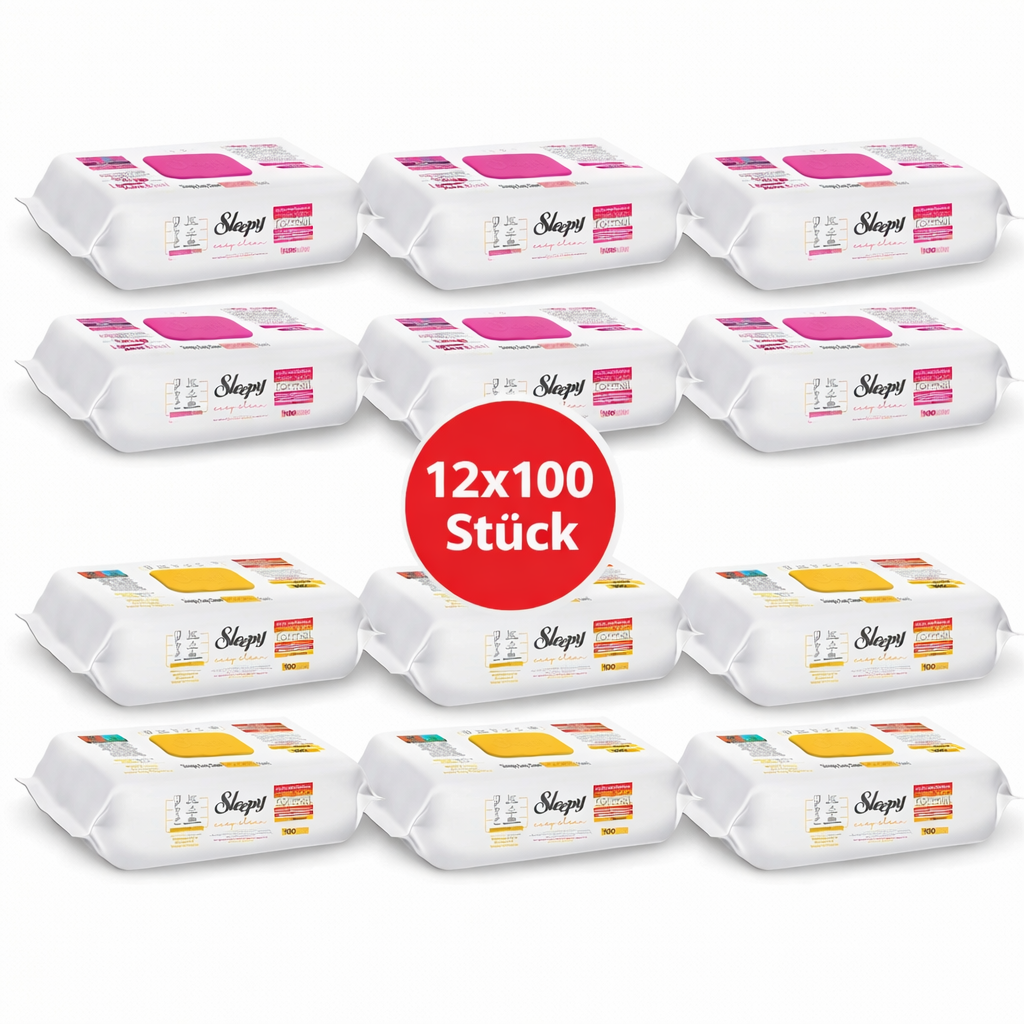 Sleepy Easy Clean Oberflächenreinigungstücher – 6x100 Gelb + 6x100 Lilium | Tägliche Reinigung