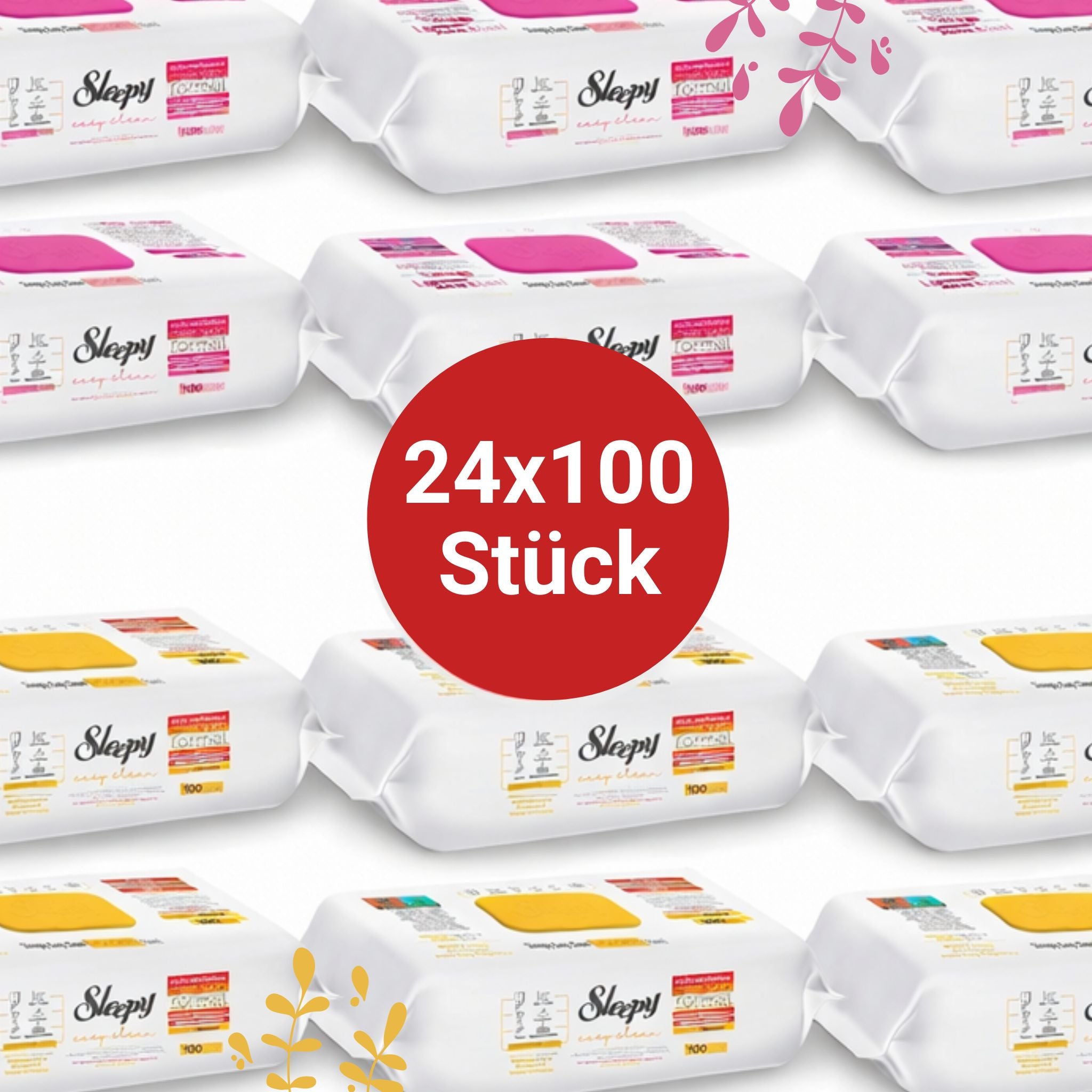 Sleepy Easy Clean Oberflächenreinigungstücher – 12x100 Gelb + 12x100 Lilium | Tägliche Reinigung