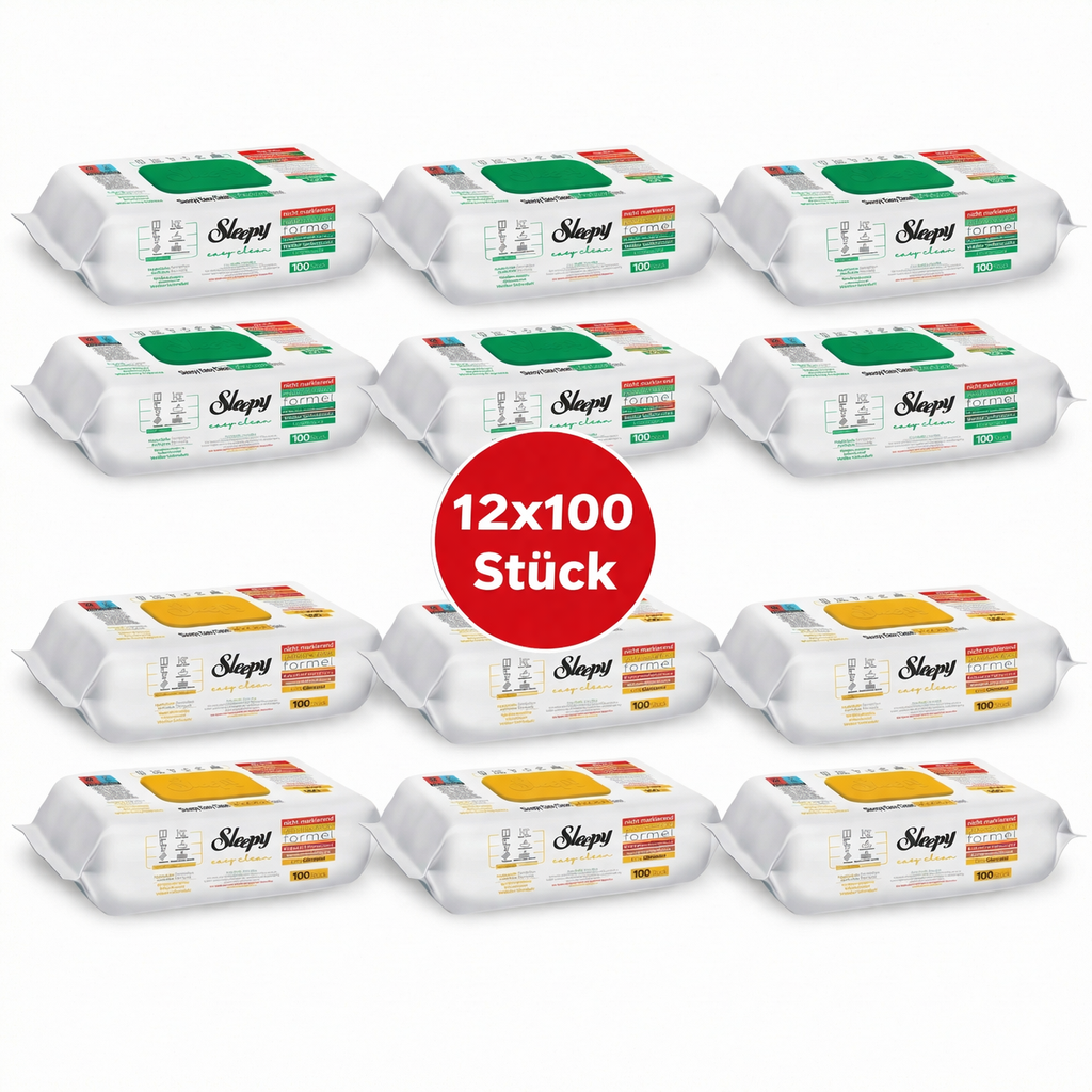 Sleepy Easy Clean Oberflächenreinigungstücher – 6x100 Gelb + 6x100 White Soap | Fliesenreinigung