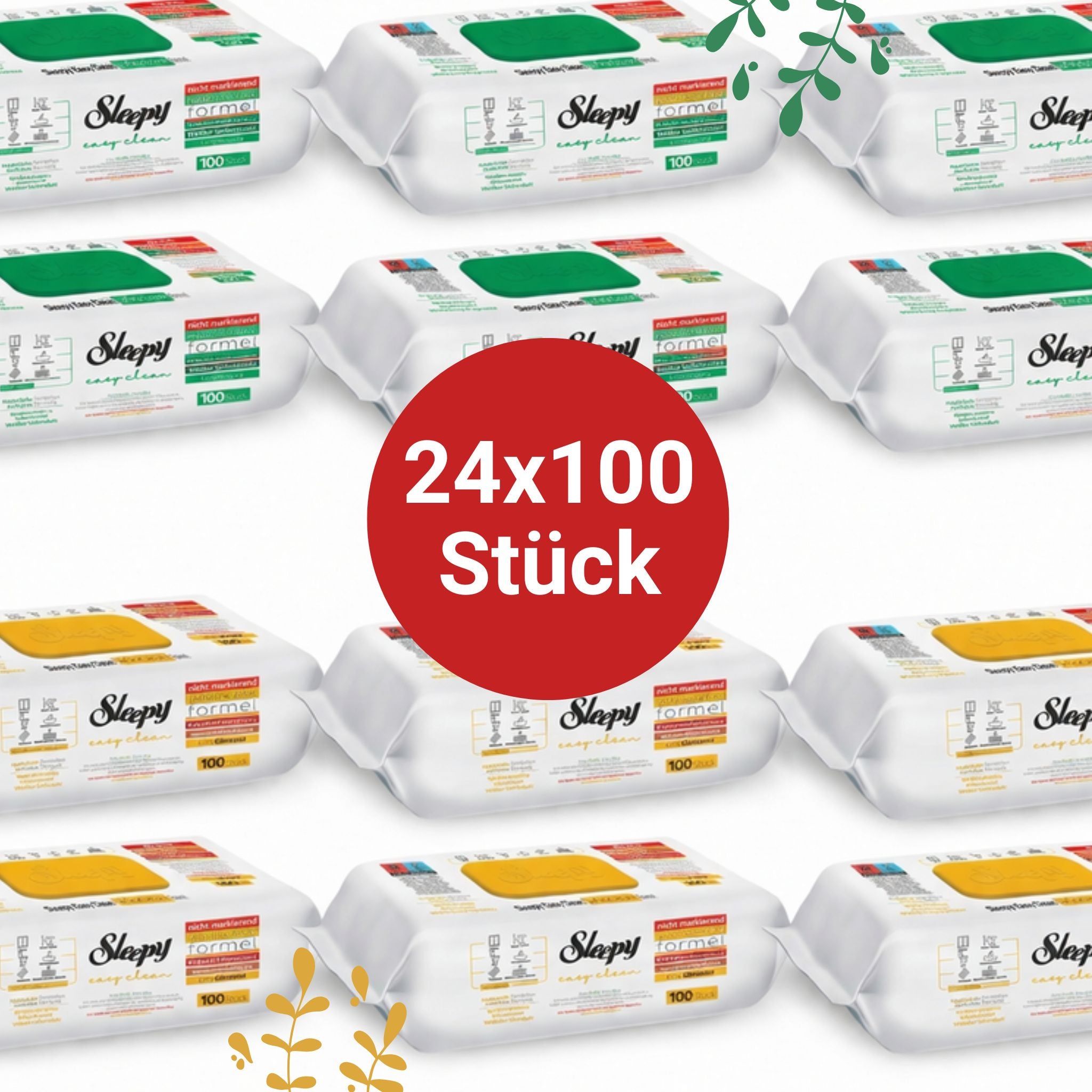 Sleepy Easy Clean Oberflächenreinigungstücher – 12x100 Gelb + 12x100 White Soap | Fliesenreinigung